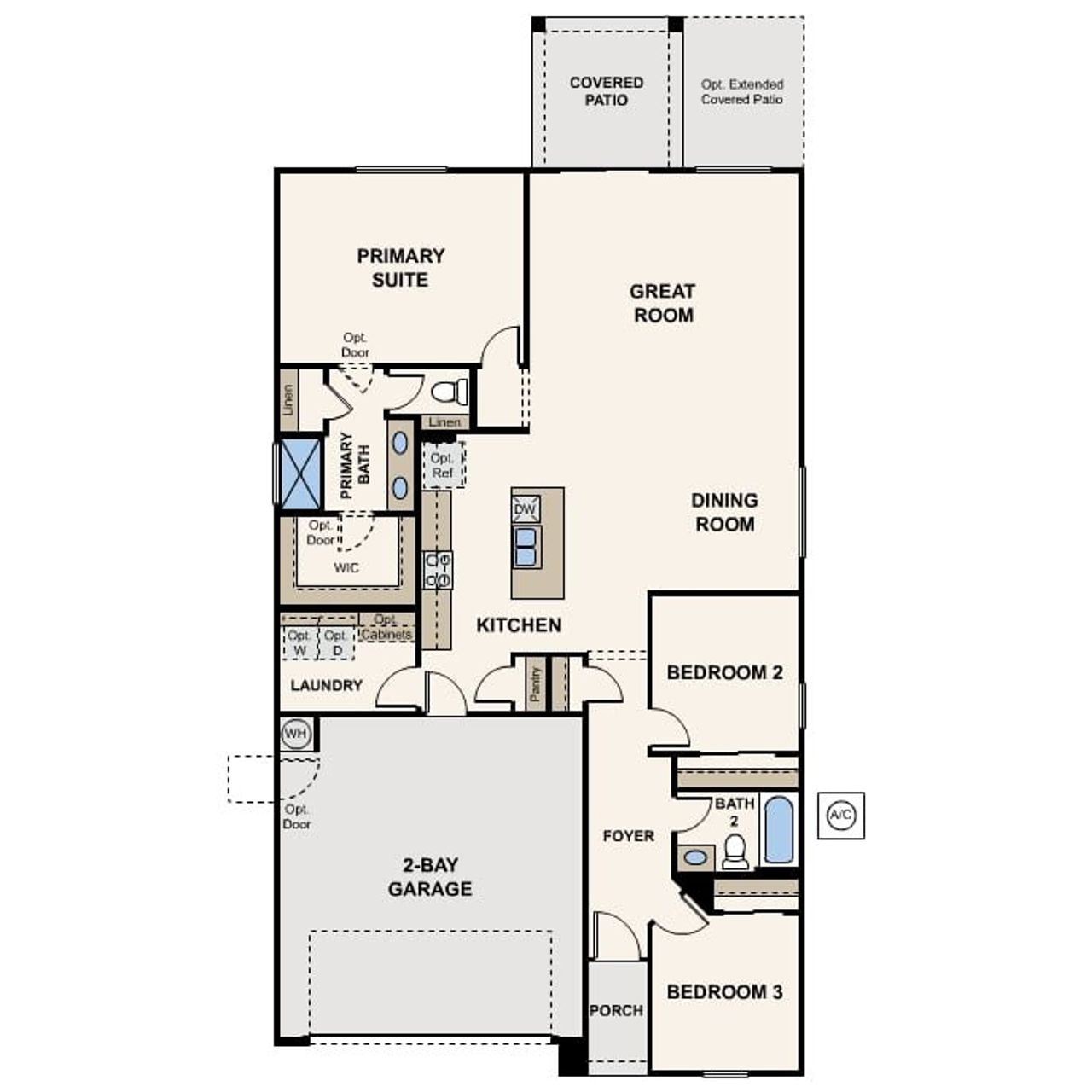 2D floor plan layout of this home in Palomino Ranch, Maricopa, AZ (Image 2).