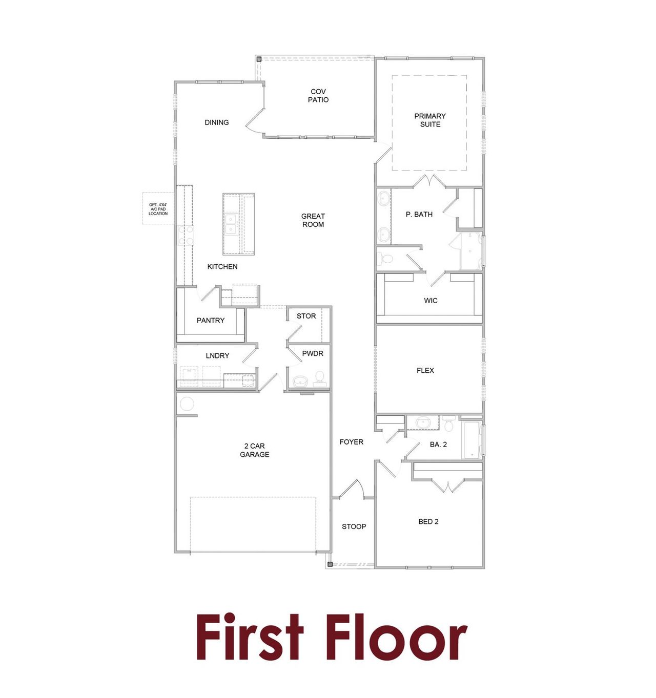 2D floor plan layout for the Bluff                                                                Primary Suite on Main by Chafin Communities in Fowler Farms, Auburn, GA (Image 2).
