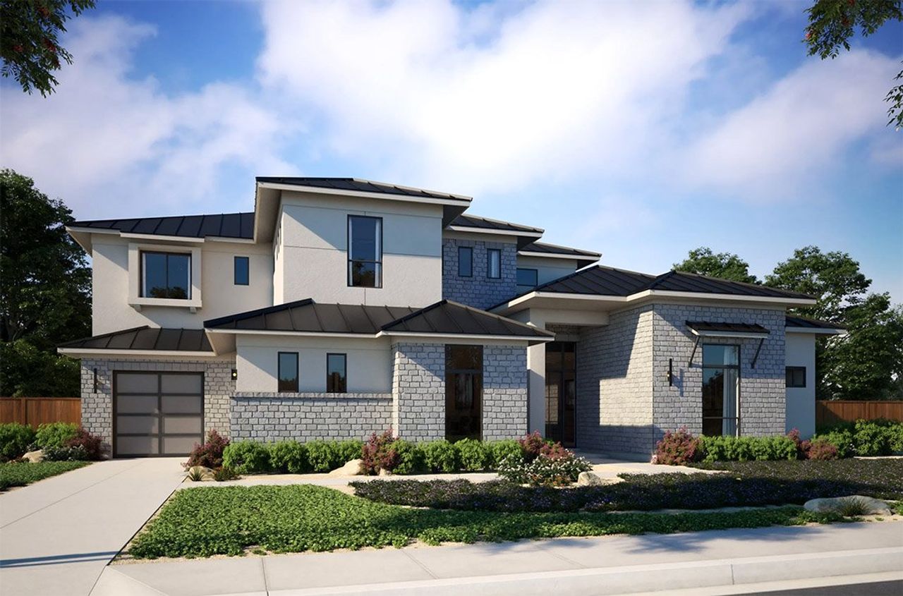 Representative exterior photo of a completed home built from the Destin by Milestone Community Builders in The Overlook at Westlake, Austin, TX (Image 2).