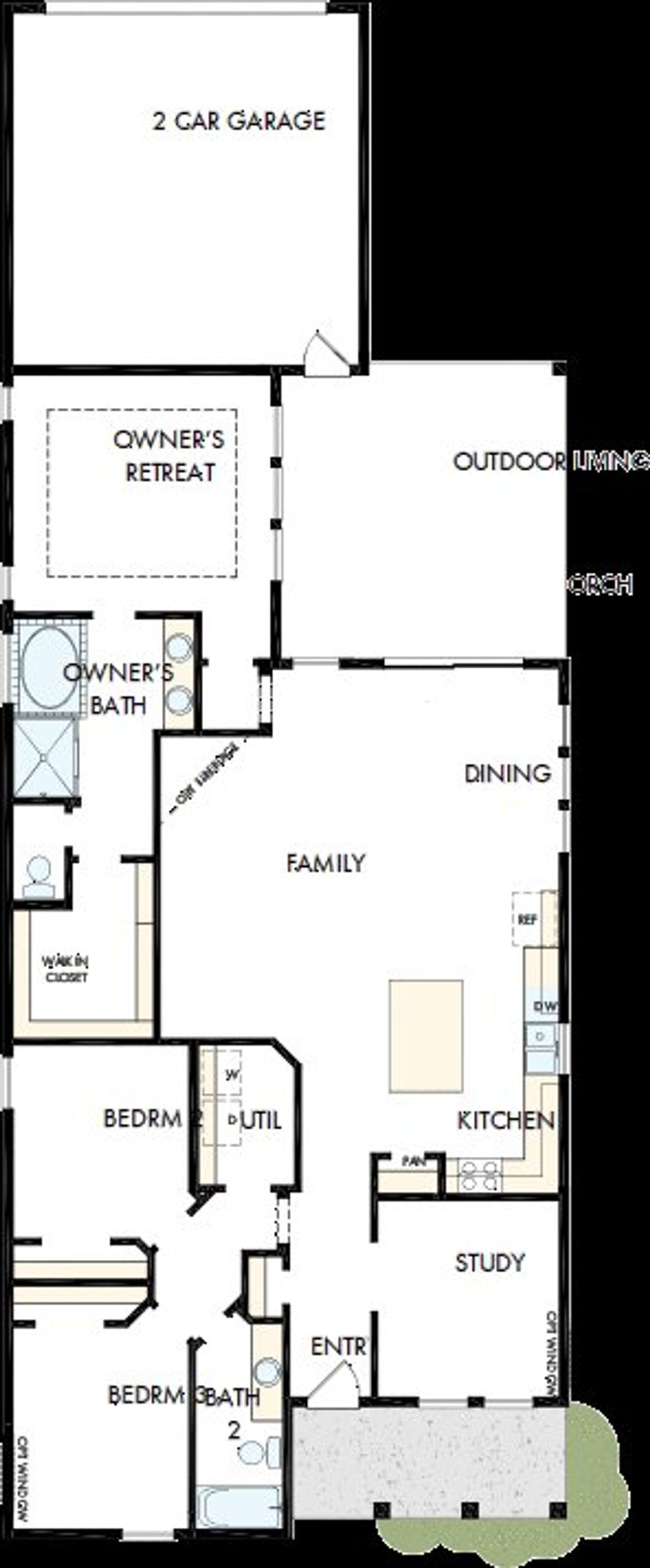 2D floor plan layout of this home in Emerald Heights at Bridgeland Central – 42’ Alley, Cypress, TX (Image 2).