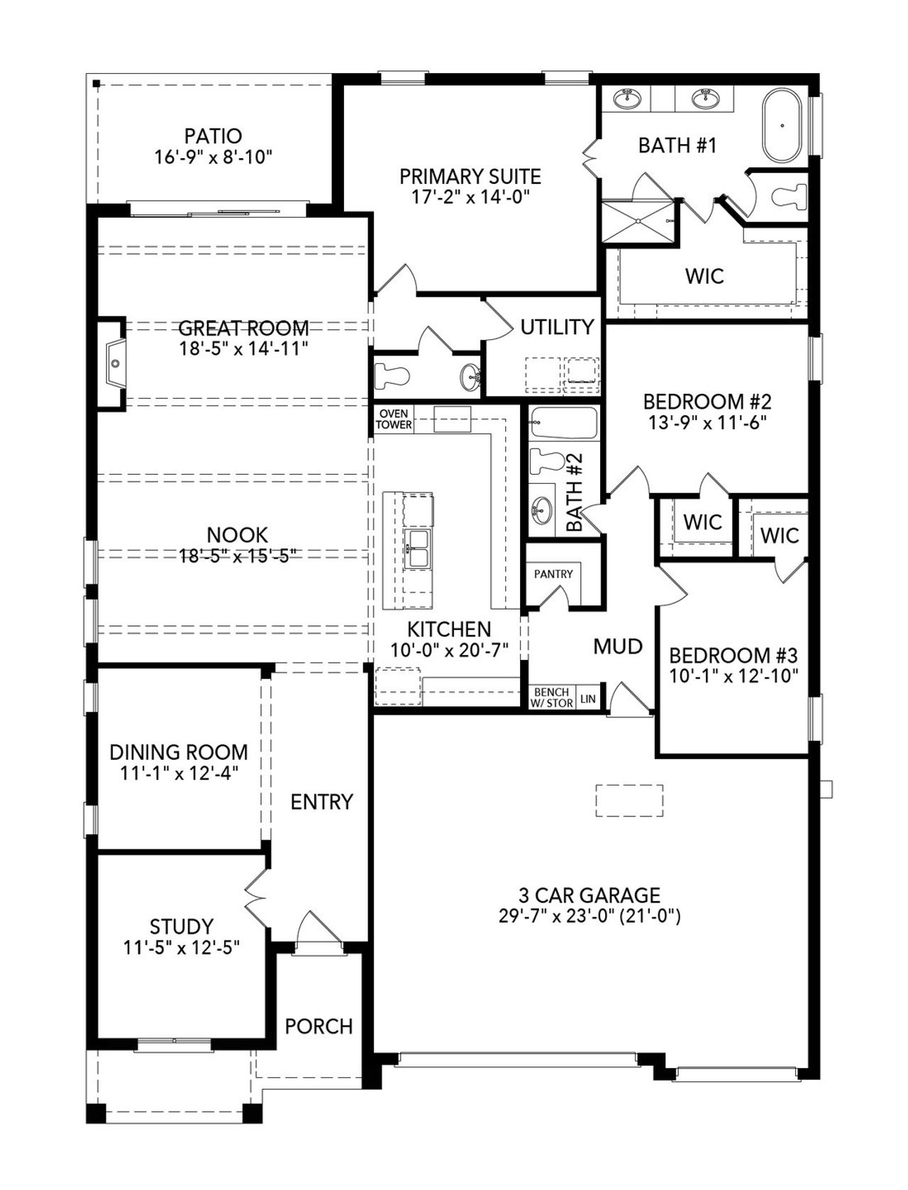 2D floor plan layout of this home in Timberbrook, Justin, TX (Image 2).