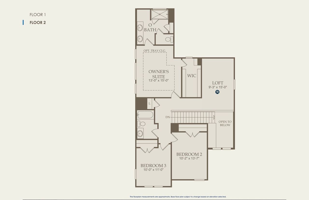 2D floor plan layout of this home in Wolf Ranch, Georgetown, TX (Image 2).