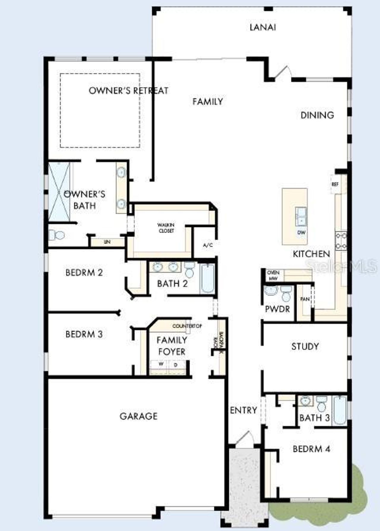 2D floor plan layout of this home in Lakeview Crossing – Classic Series, Sarasota, FL (Image 2).