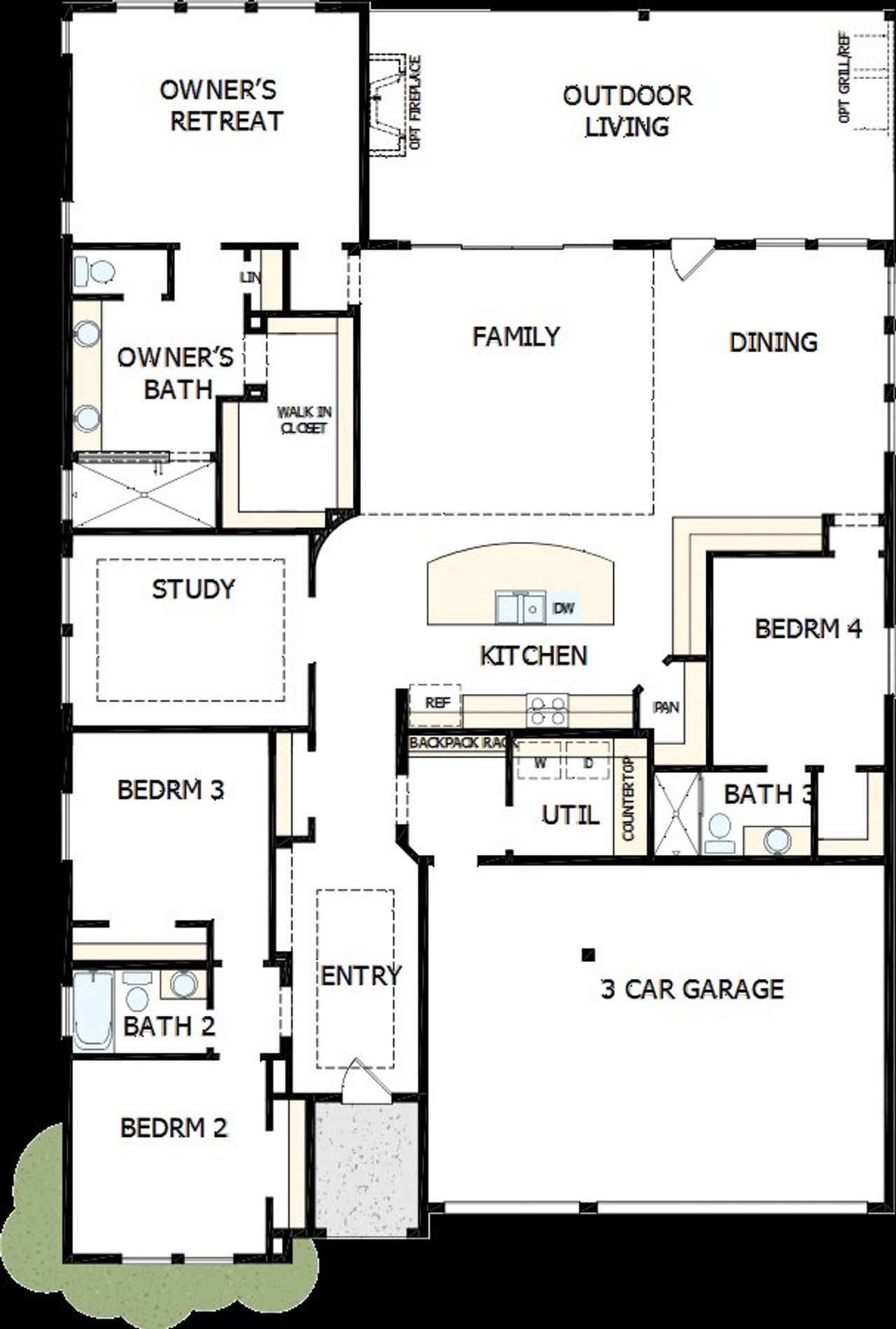 2D floor plan layout of this home in The Meadows at Imperial Oaks, Conroe, TX (Image 2). 2D floor plan layout of this home in The Meadows at Imperial Oaks, Conroe, TX (Image 2).