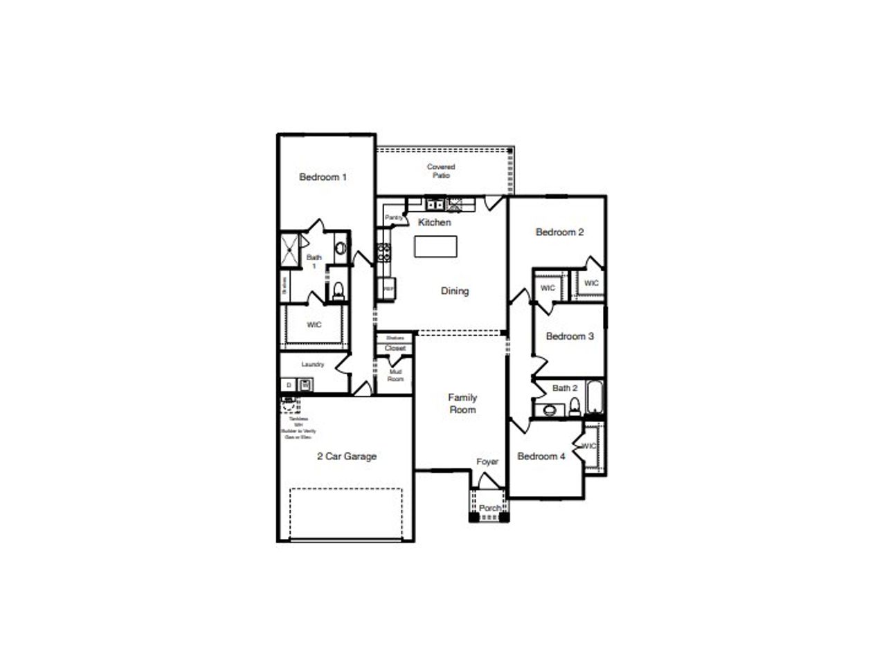 2D floor plan layout of this home in Heritage Parks, Abilene, TX (Image 2).