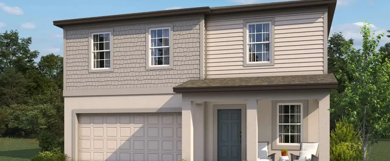 Representative exterior photo of a completed home built from the Wentworth by Ashton Woods in Berry Bay, Wimauma, FL (Image 2).