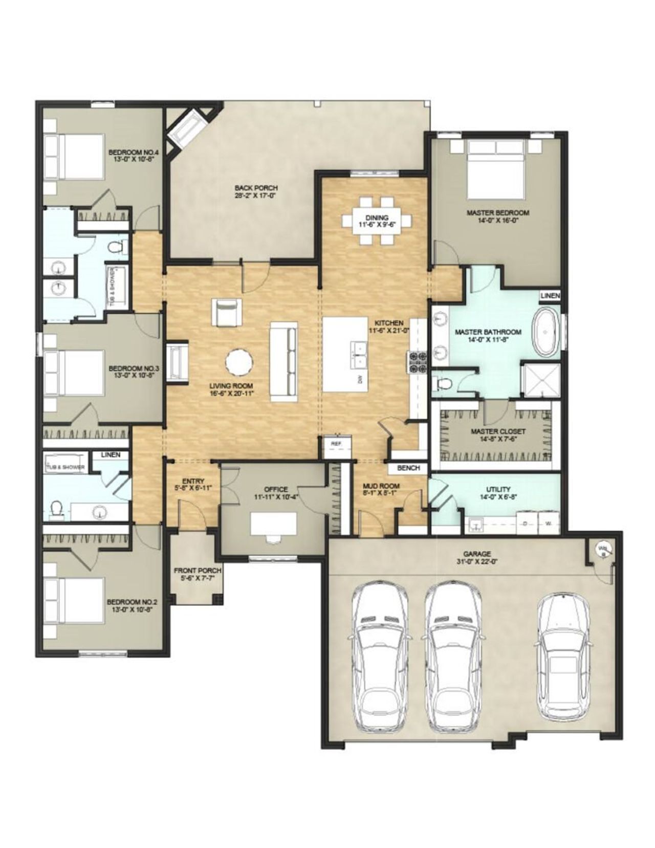 2D floor plan layout for the Angie by DreamBuilt Homes in Lincoln Pointe, Van Alstyne, TX (Image 2). 2D floor plan layout for the Angie by DreamBuilt Homes in Lincoln Pointe, Van Alstyne, TX (Image 2).