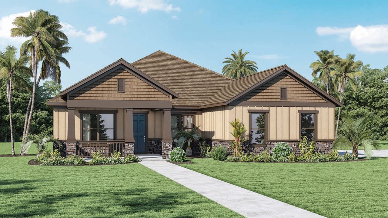 Representative exterior photo of a completed home built from the EVERETT by D.R. Horton in Buena Lago, St. Cloud, FL (Image 2).