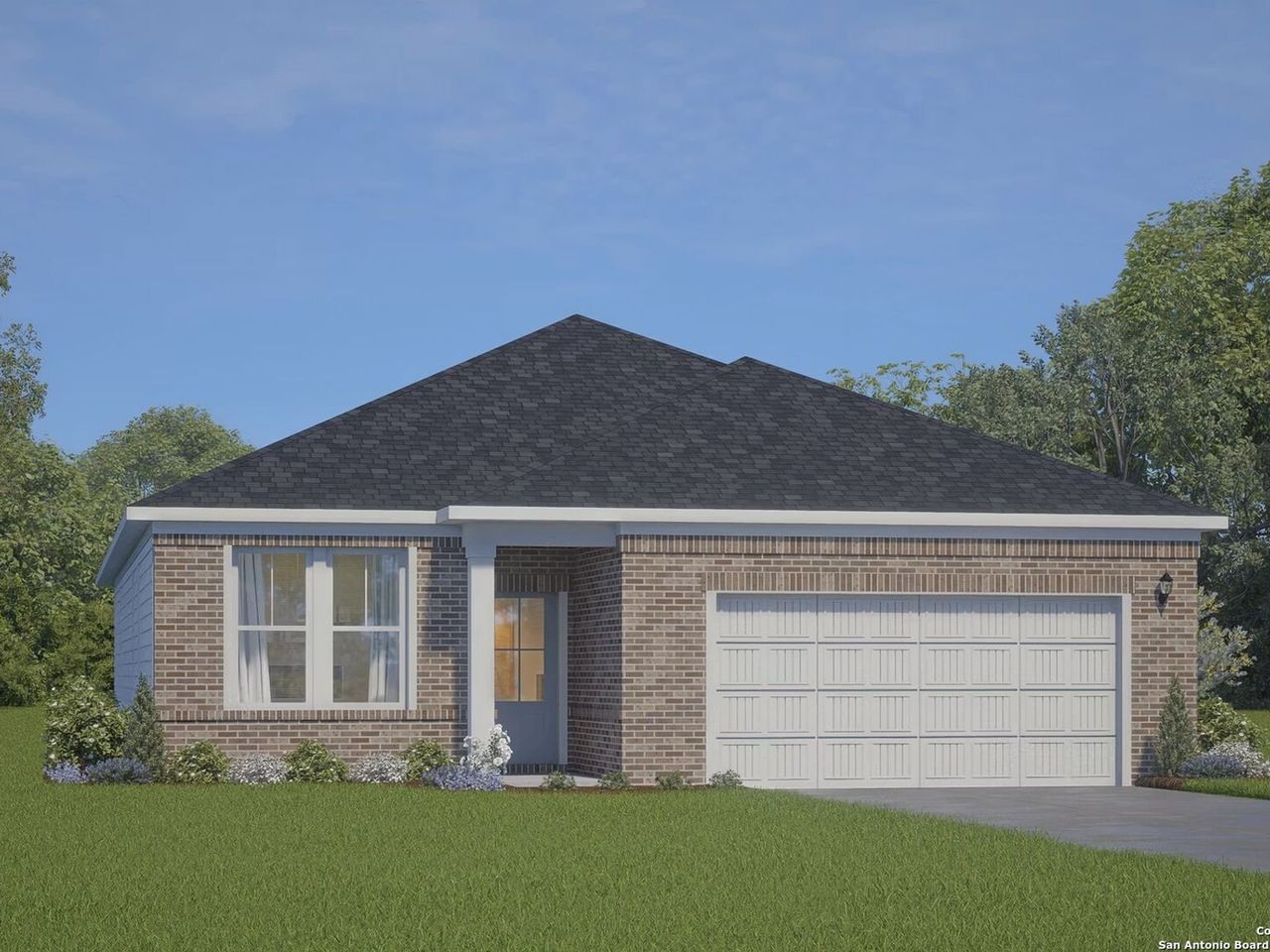 Front exterior of a new home in Royal Crest, San Antonio, TX, highlighting curb appeal (Image 2).