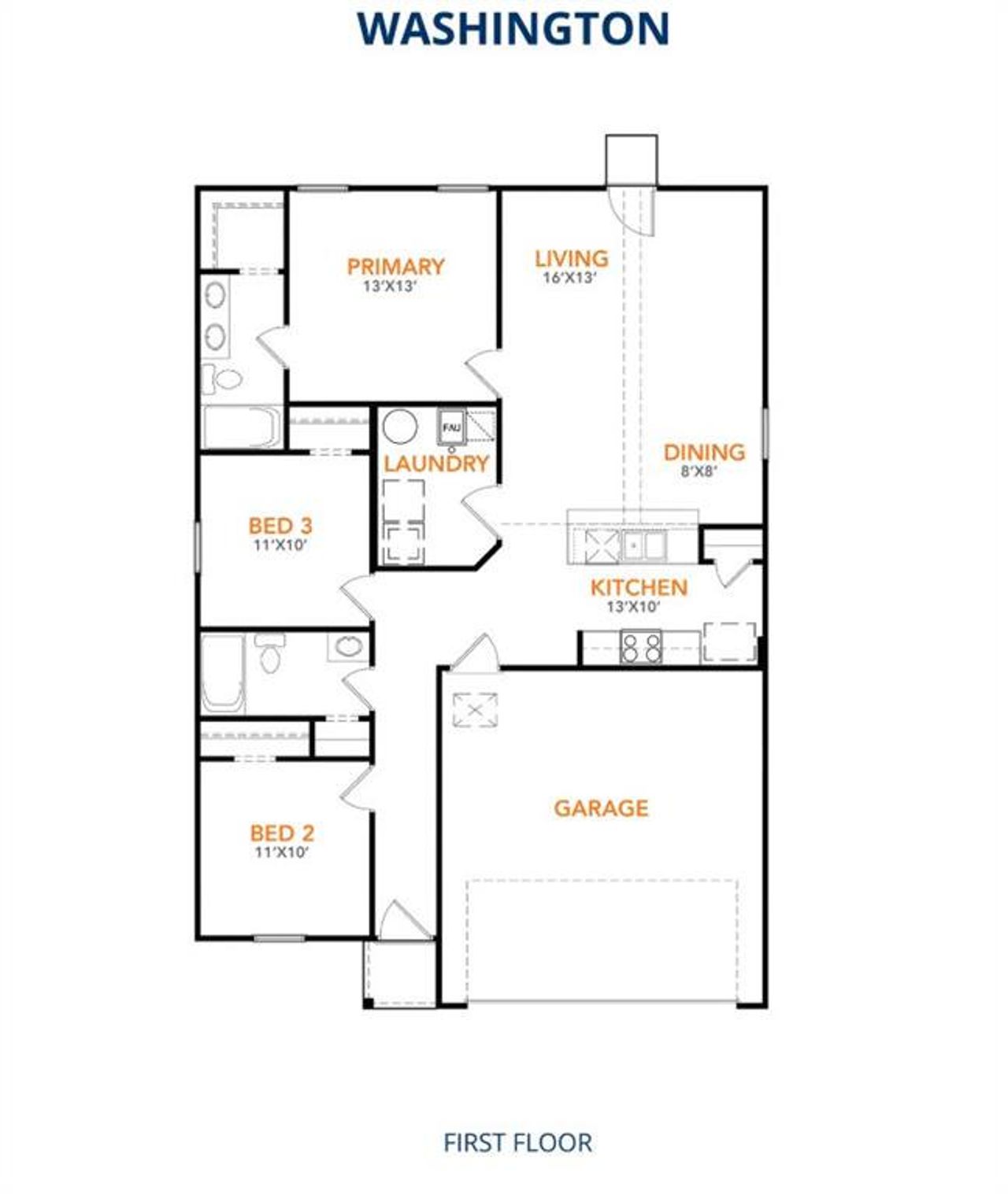2D floor plan layout of this home in Courtland Place, Cleburne, TX (Image 2).
