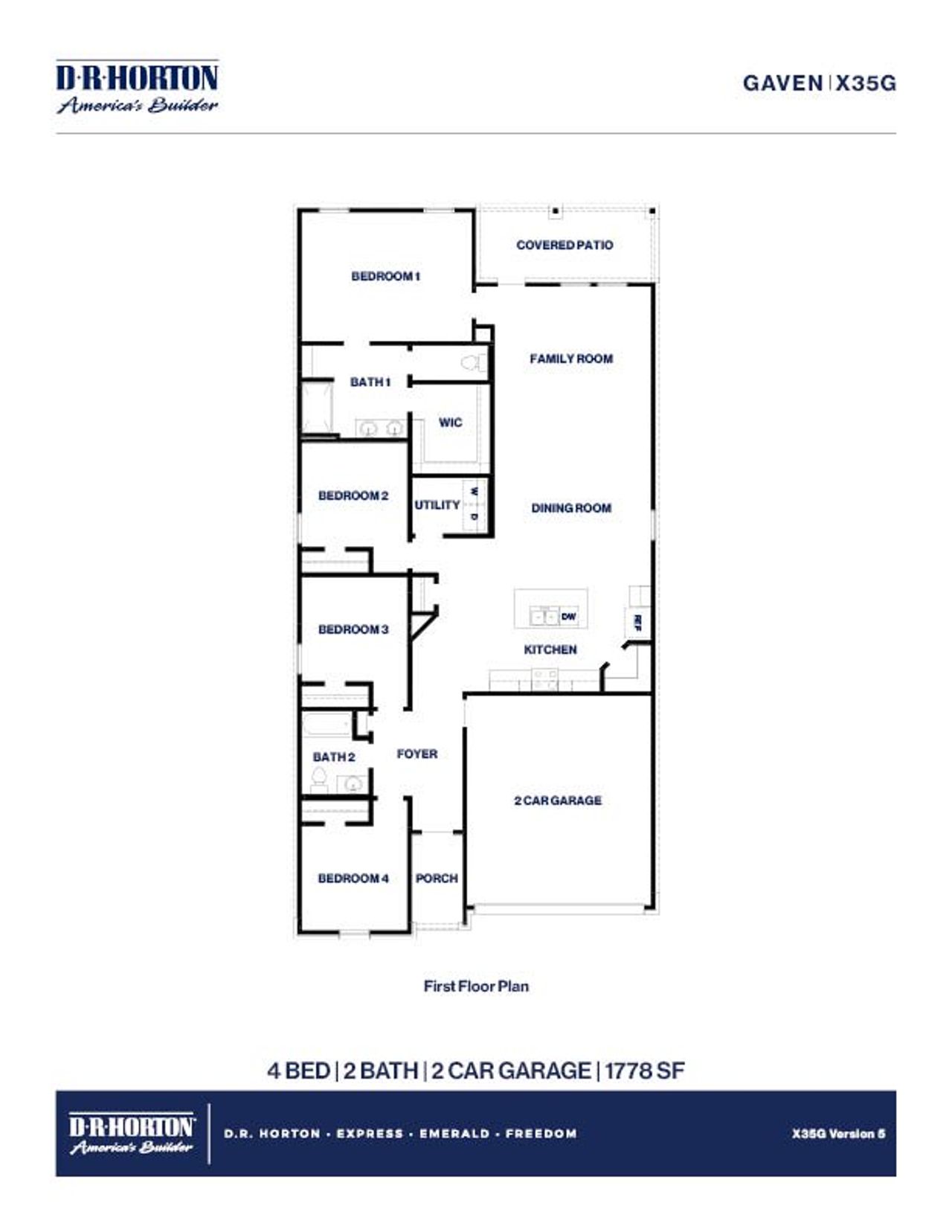 2D floor plan layout of this home in Grand Pines, Magnolia, TX (Image 2).