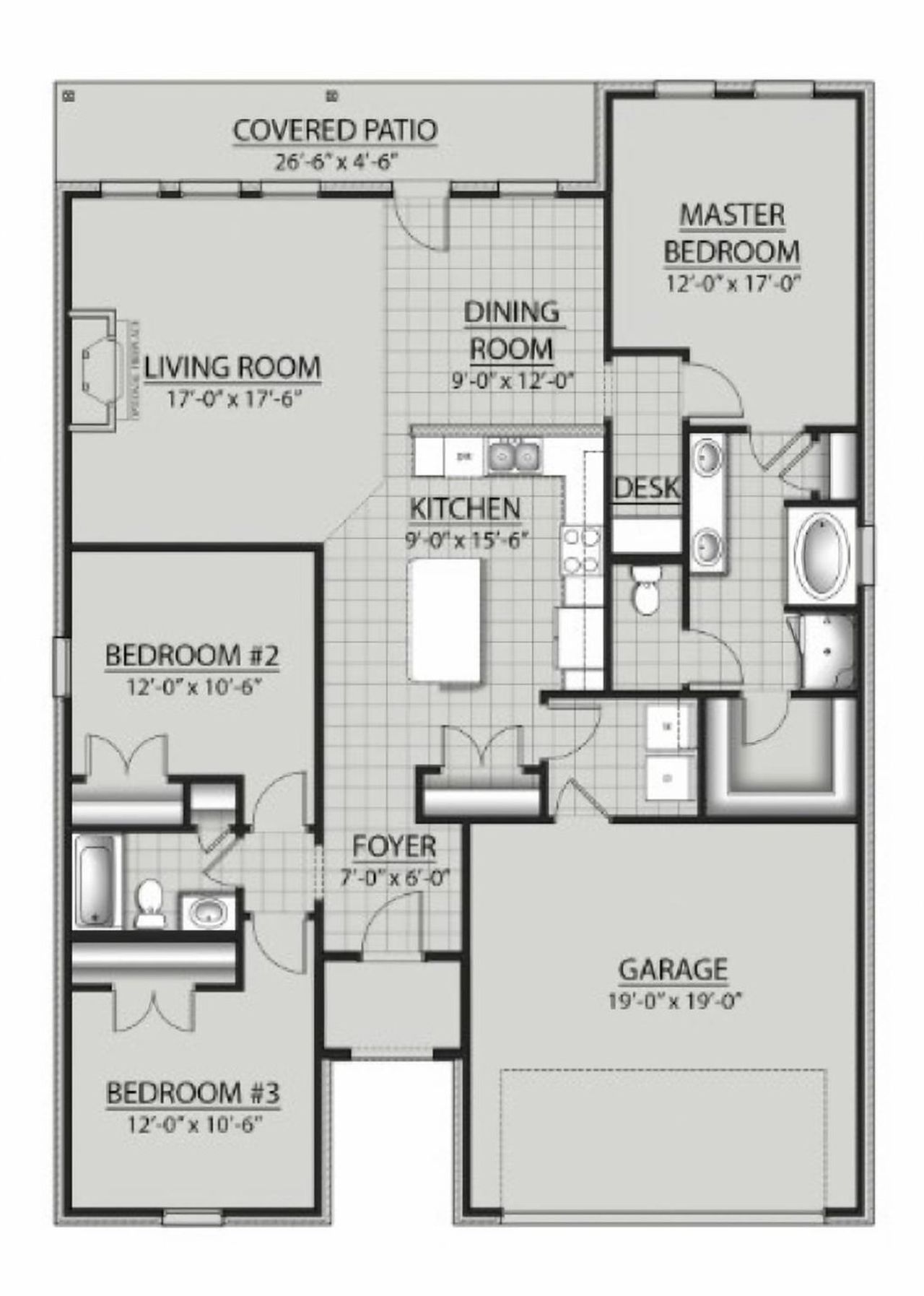 2D floor plan layout of this home in Cardinal Estates, Bridge City, TX (Image 2).