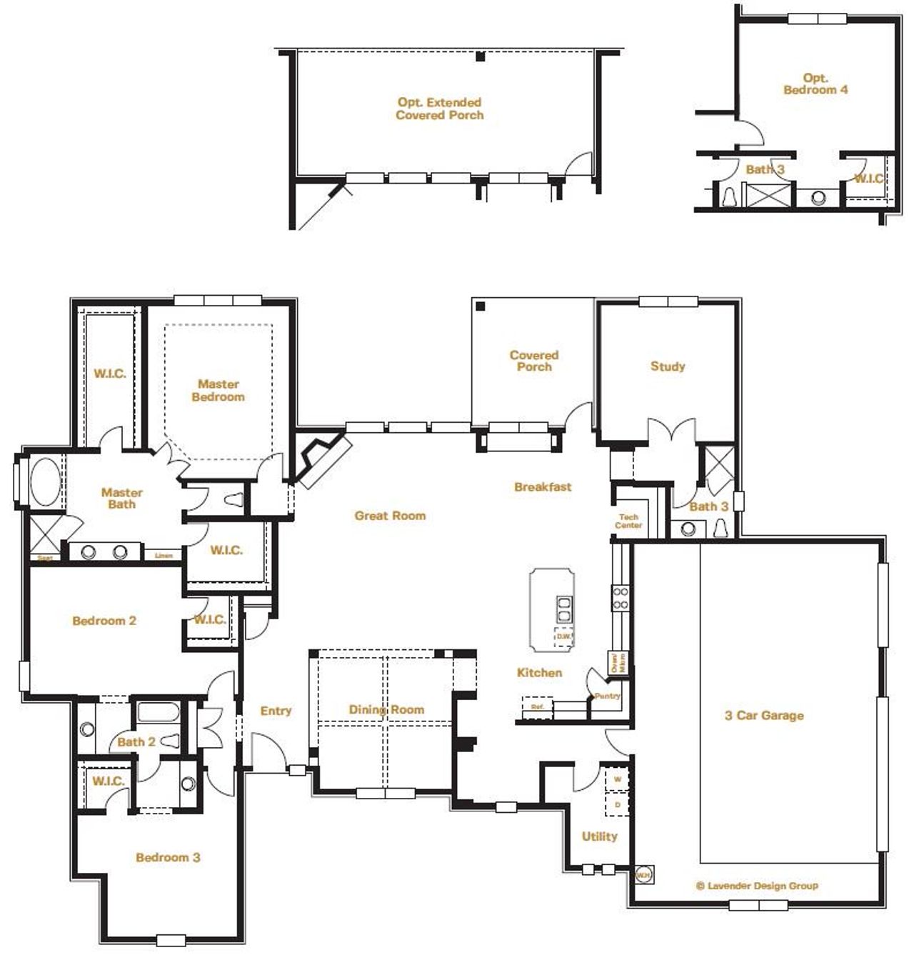 2D floor plan layout for the Cologne by Sitterle Homes in Belle Oaks, Bulverde, TX (Image 2).