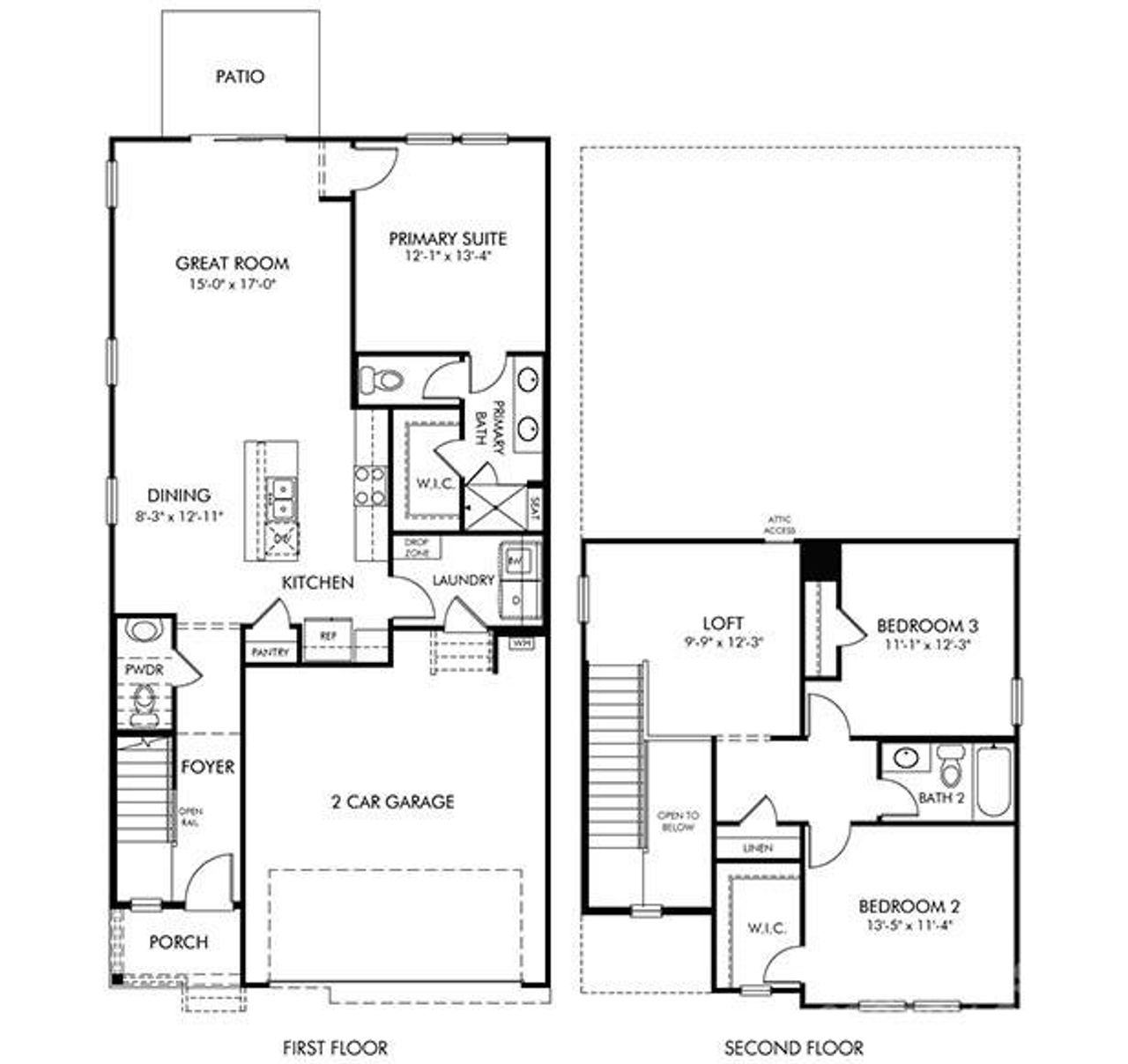 2D floor plan layout of this home in Seattle Crossing, Shelby, NC (Image 2).