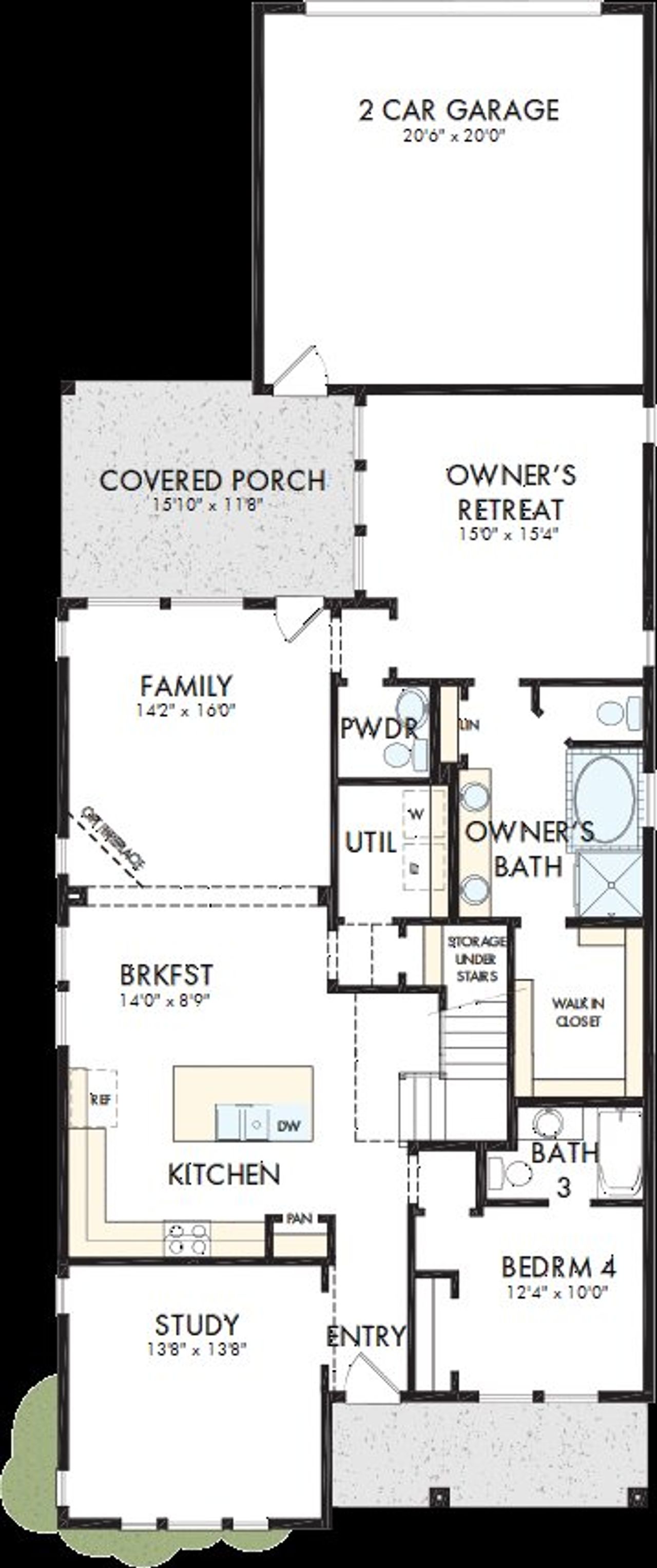 2D floor plan layout of this home in Sienna - Landmark Row Collection, Missouri City, TX (Image 2).