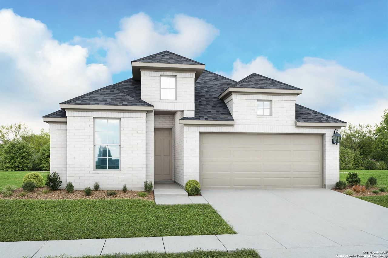Front exterior of a new home in Clear Creek, New Braunfels, TX, highlighting curb appeal (Image 2).