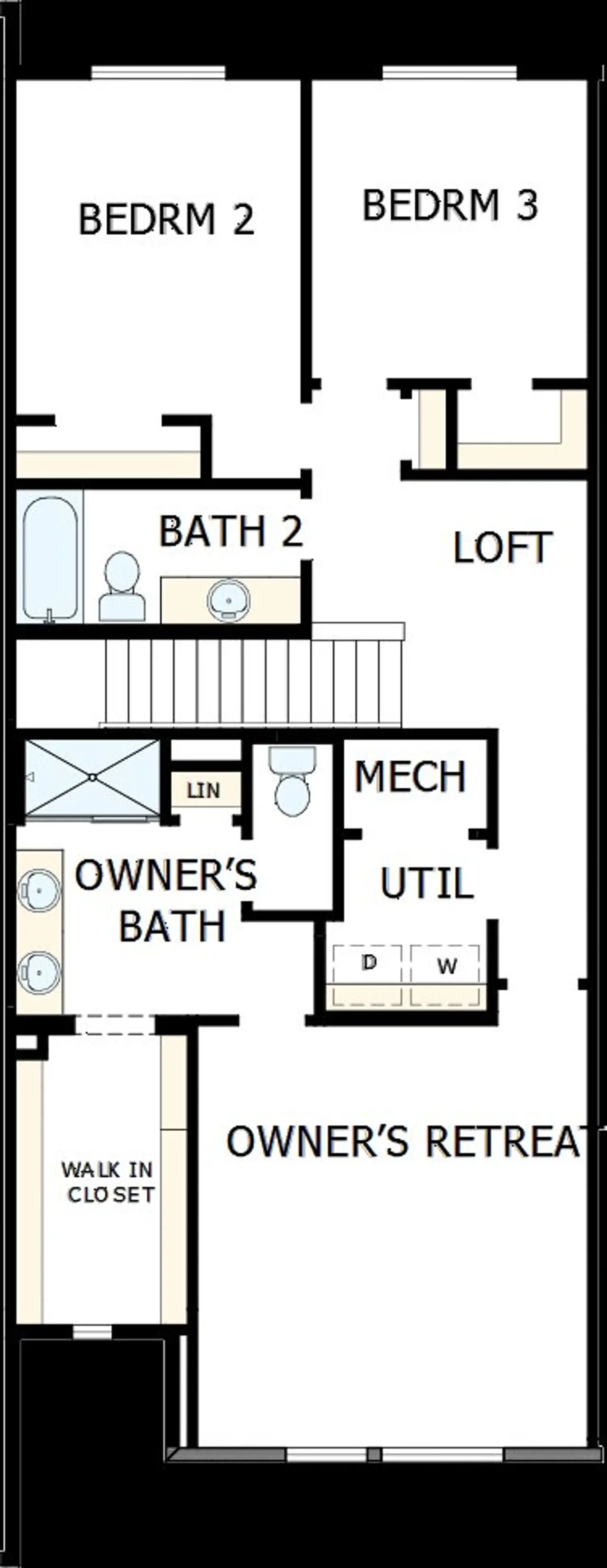 2D floor plan layout of this home in Kinston Mainstreet Townhomes, Loveland, CO (Image 2).