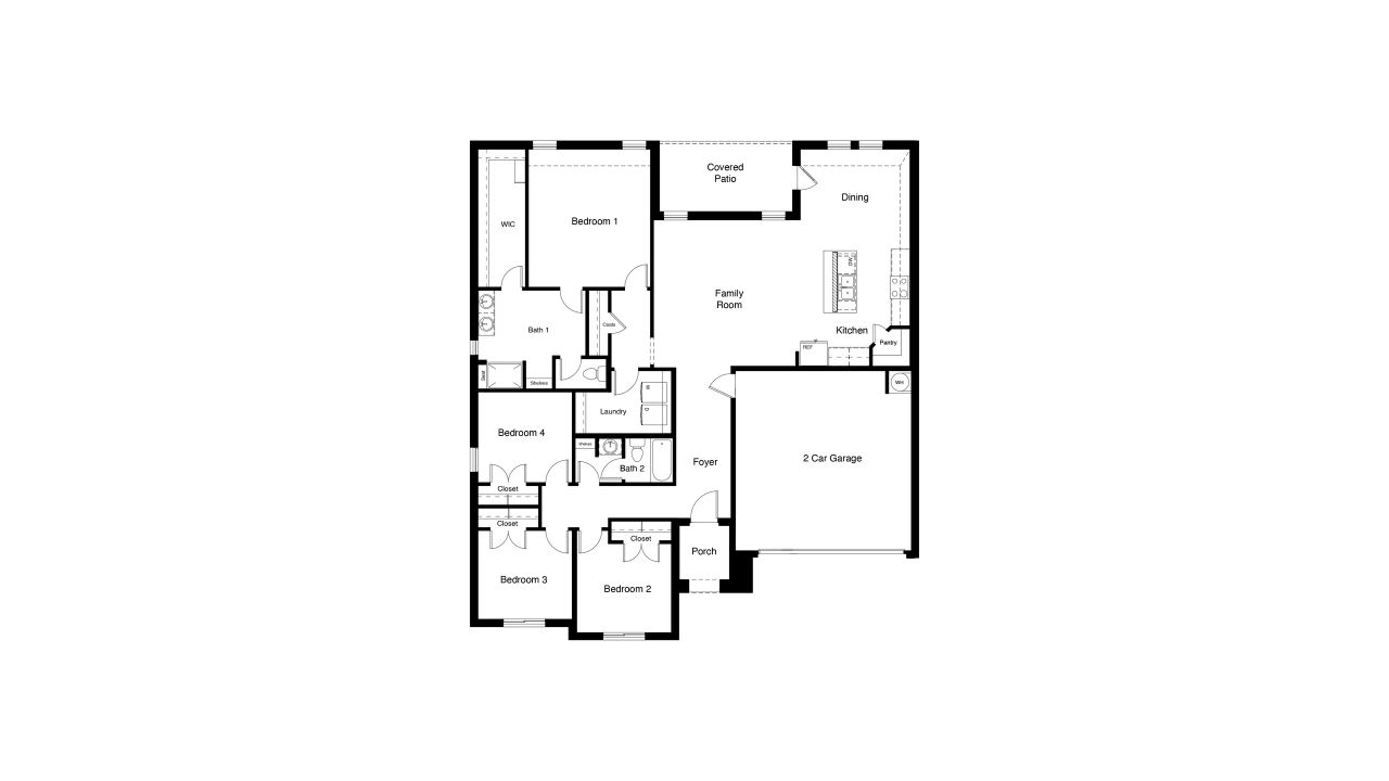 2D floor plan layout of this home in Parkerville Meadows, DeSoto, TX (Image 2).