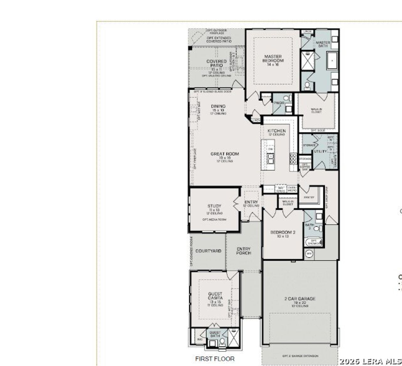 2D floor plan layout of this home in Davis Ranch, San Antonio, TX (Image 2).