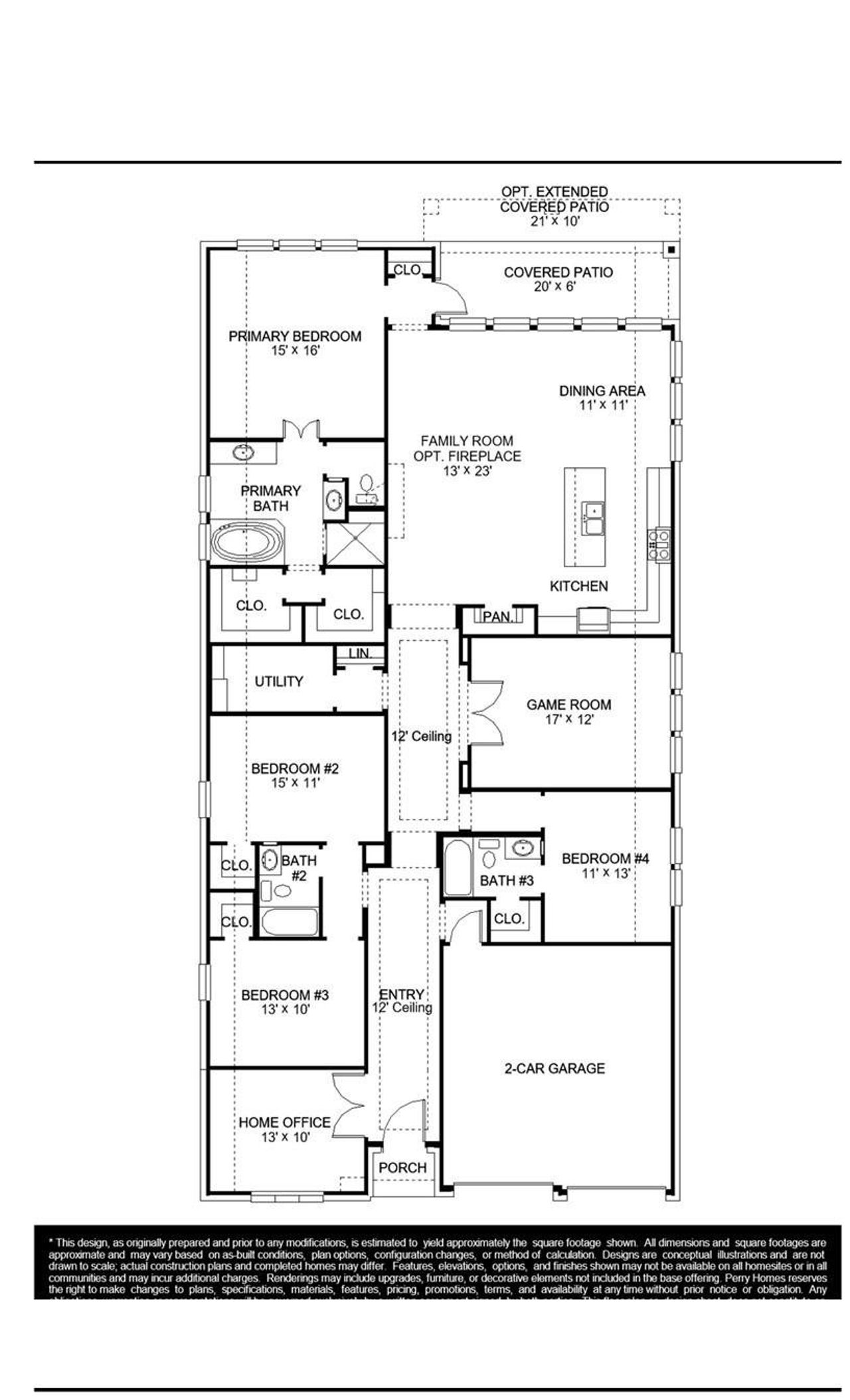 2D floor plan layout of this home in Grange 50', Katy, TX (Image 2).