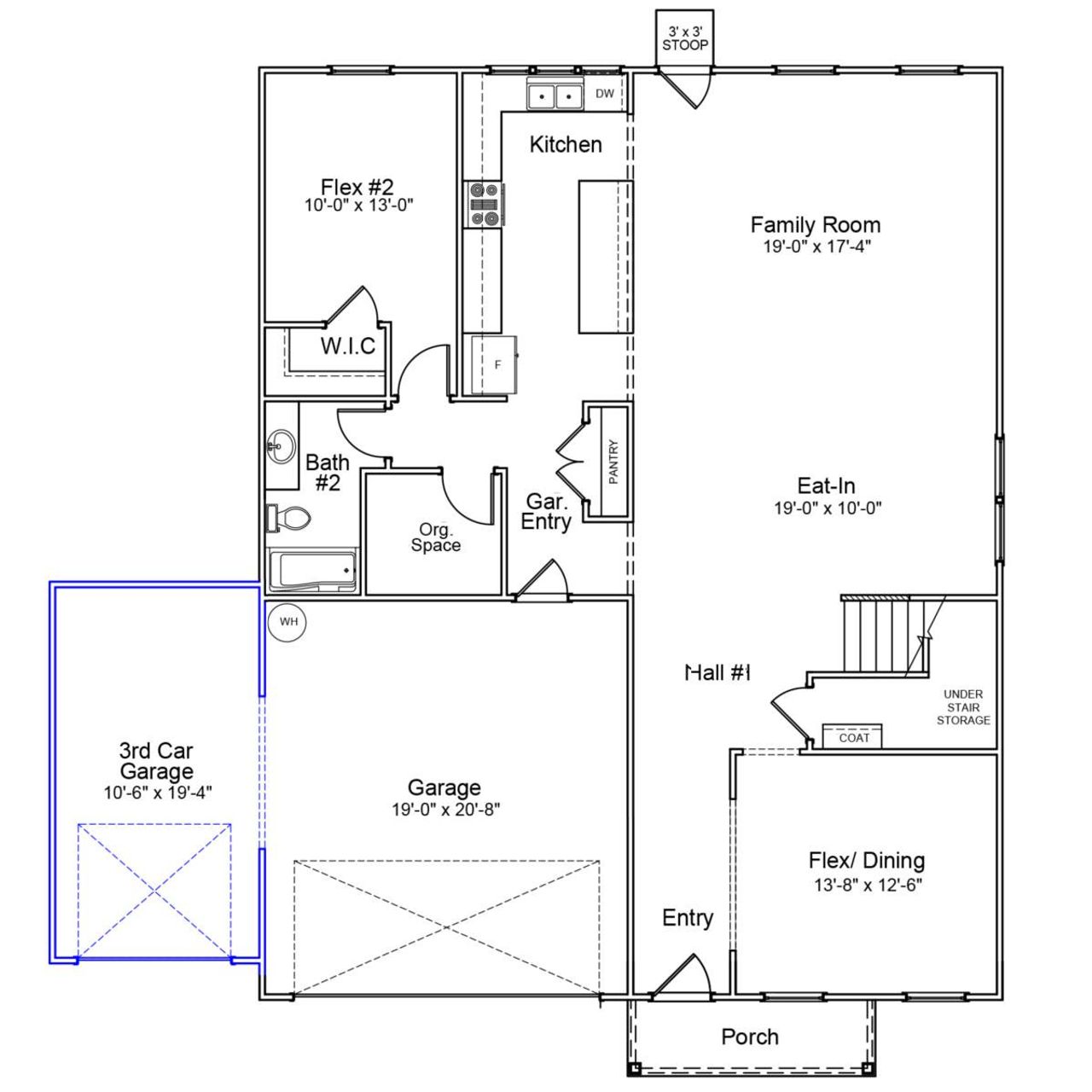 2D floor plan layout of this home in Nazareth Heights, Lexington, SC (Image 2).