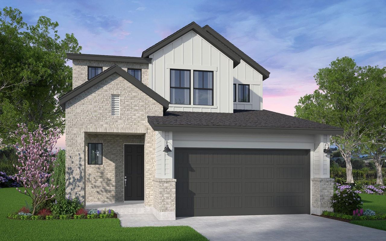 Representative exterior photo of a completed home built from the Hollins by Brookfield Residential in Midline, Webster, TX (Image 2).