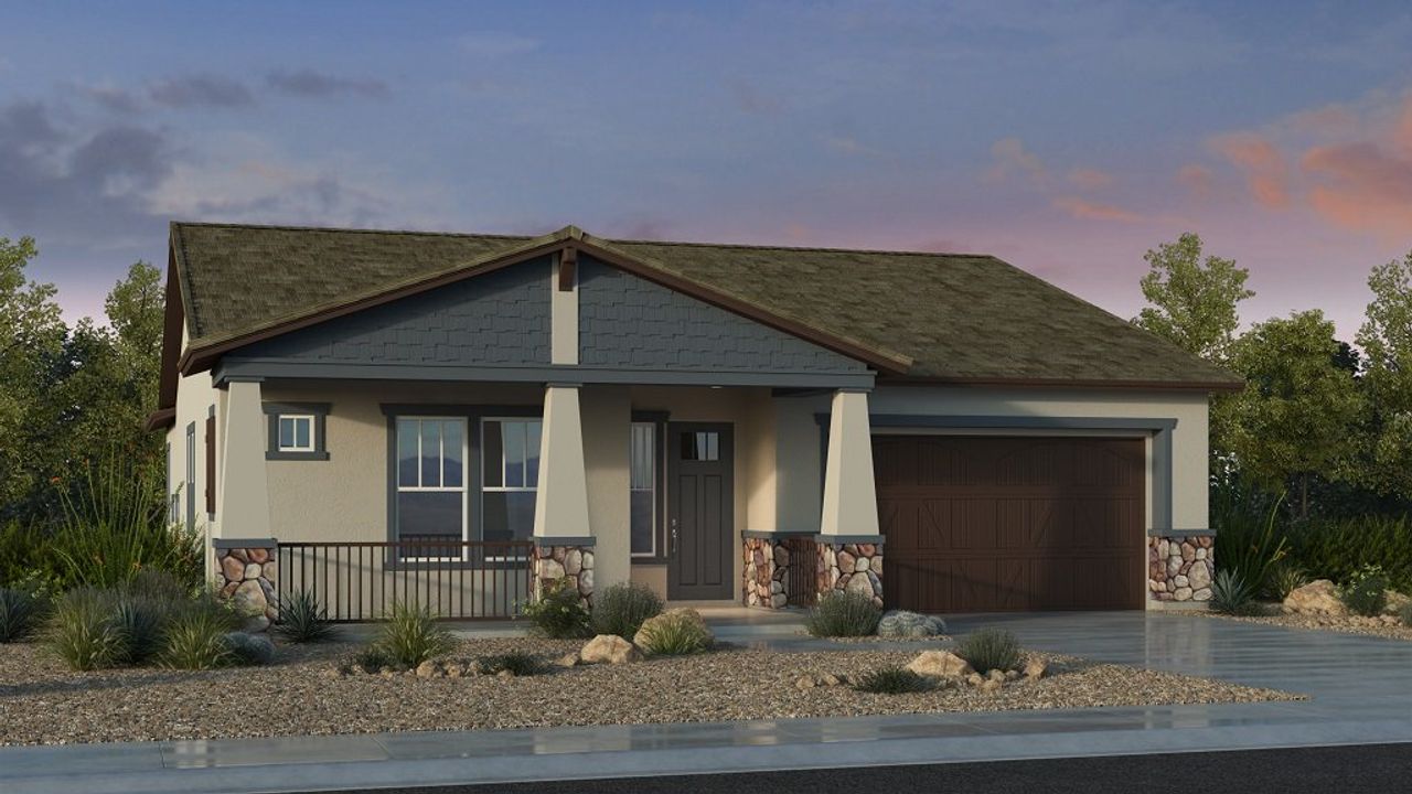 Representative exterior photo of a completed home built from the Cambridge by Taylor Morrison in Legado Landmark Collection, Queen Creek, AZ (Image 2).