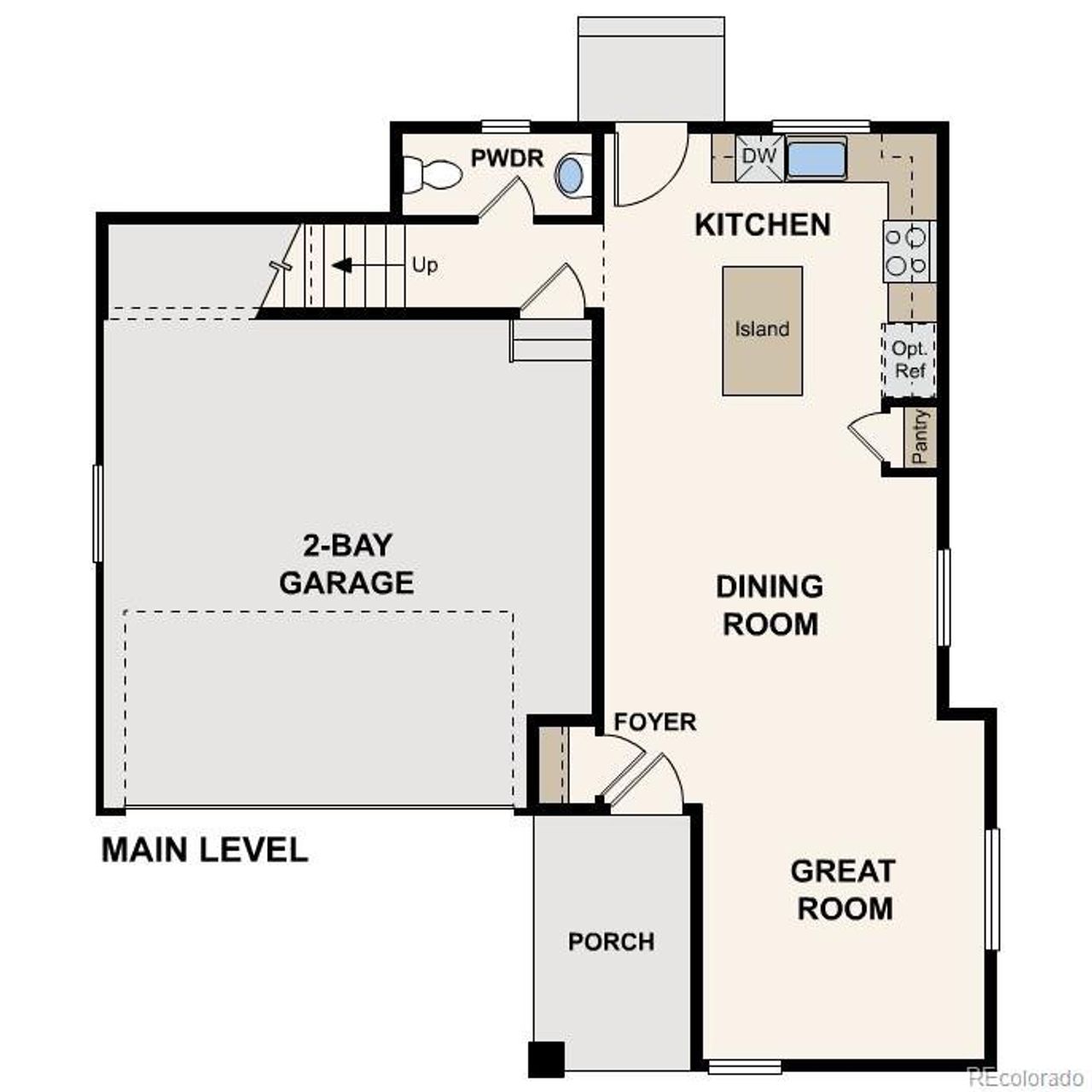 2D floor plan layout of this home in The Contemporary Collection at Windler, Aurora, CO (Image 2).