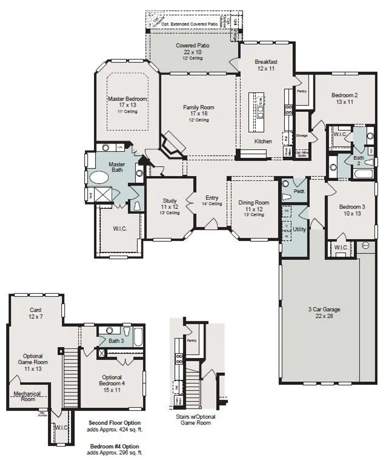 2D floor plan layout for the Santa Fe by Sitterle Homes in Lakeview 100’s, Waller, TX (Image 2). 2D floor plan layout for the Santa Fe by Sitterle Homes in Lakeview 100’s, Waller, TX (Image 2).