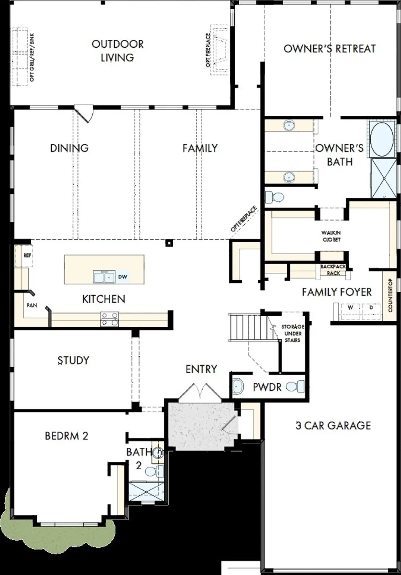 2D floor plan layout of this home in ARTAVIA 65' Homesites, Conroe, TX (Image 2).