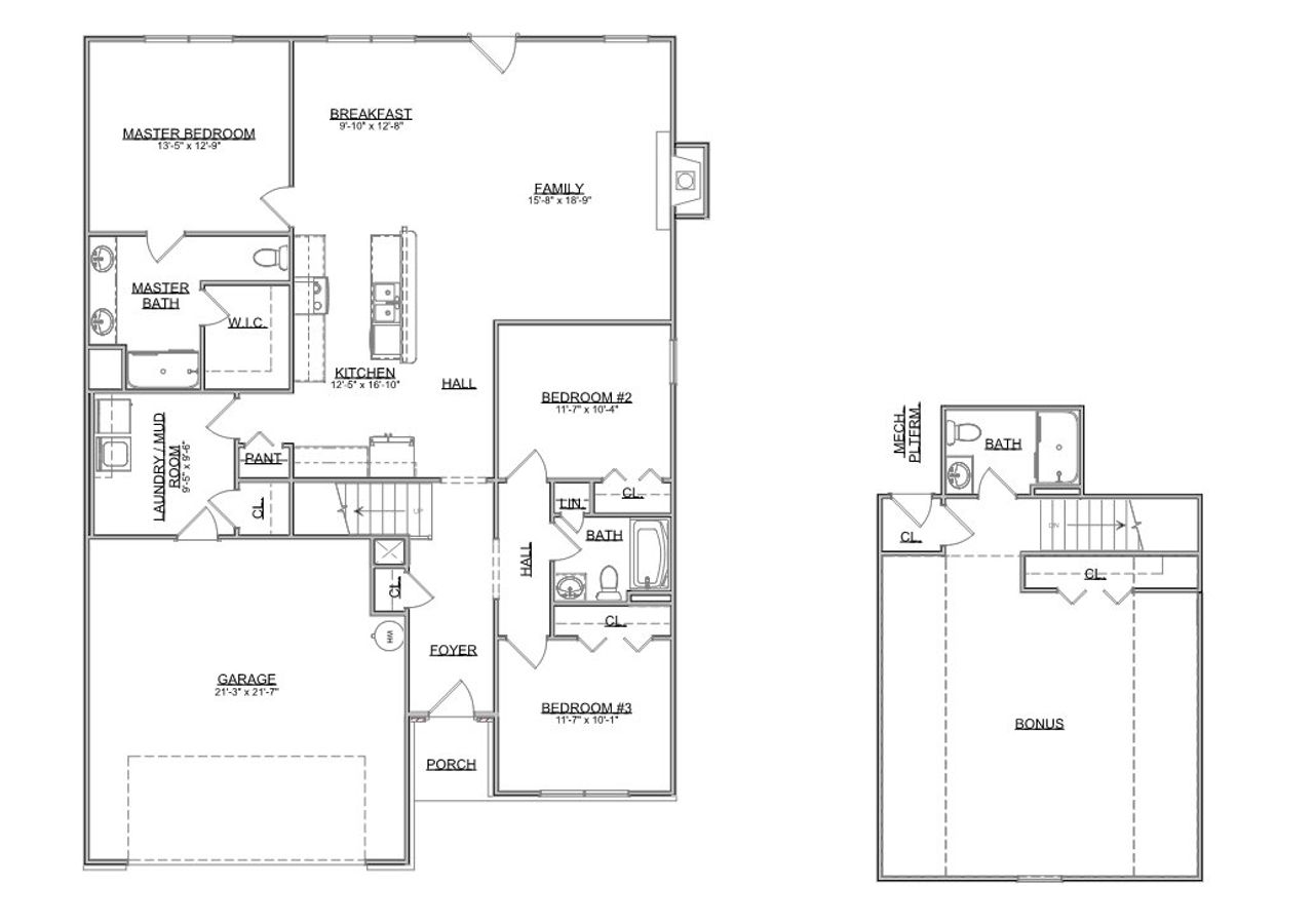 2D floor plan layout for the The Ellery by Smithbilt Homes in The Preserve, Oak Ridge, TN (Image 2).