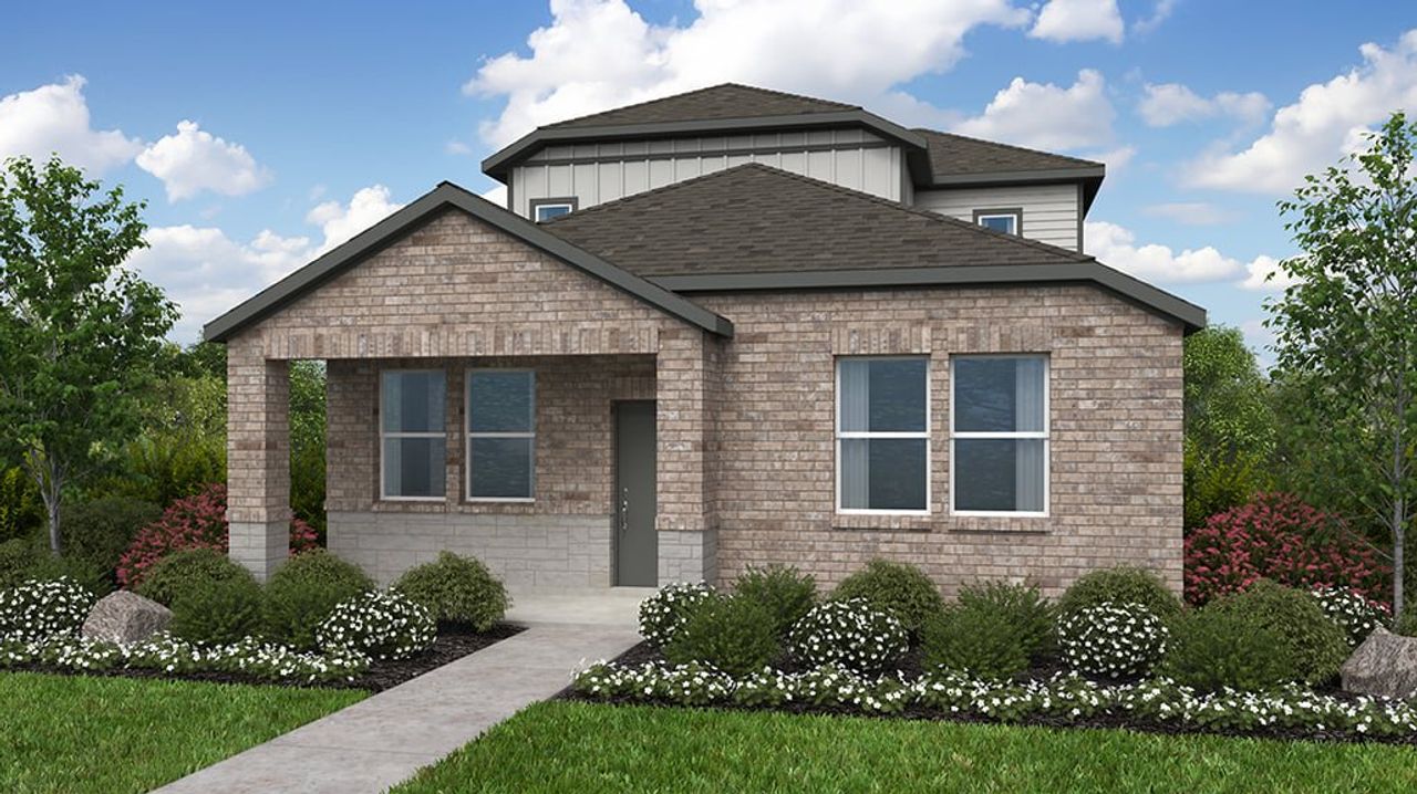 Representative exterior photo of a completed home built from the Pheasant by Taylor Morrison in Longview, Del Valle, TX (Image 2). Representative exterior photo of a completed home built from the Pheasant by Taylor Morrison in Longview, Del Valle, TX (Image 2).