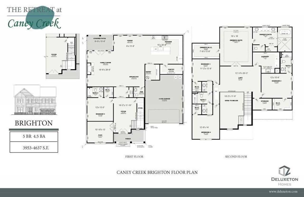 2D floor plan layout of this home in The Retreat at Caney Creek, Alpharetta, GA (Image 2).