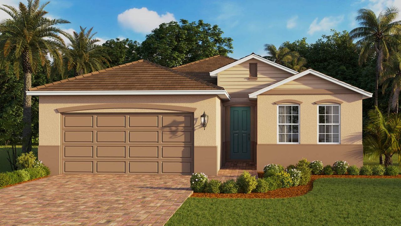 Representative exterior photo of a completed home built from the AVON by D.R. Horton in Lakes of Mount Dora, Mount Dora, FL (Image 2).