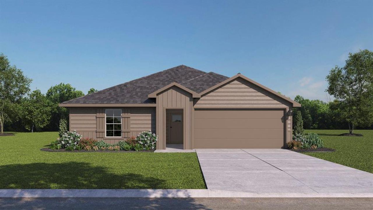 Front exterior of a new home in Waverly Estates, Josephine, TX, highlighting curb appeal (Image 2).