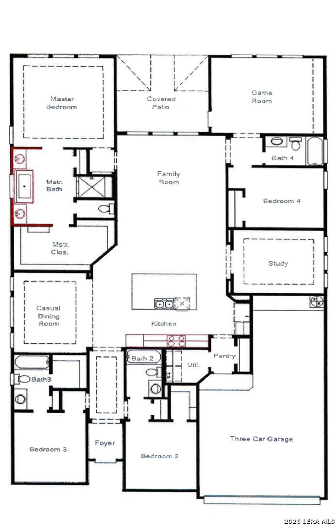 2D floor plan layout of this home in Foxbrook, Cibolo, TX (Image 2).