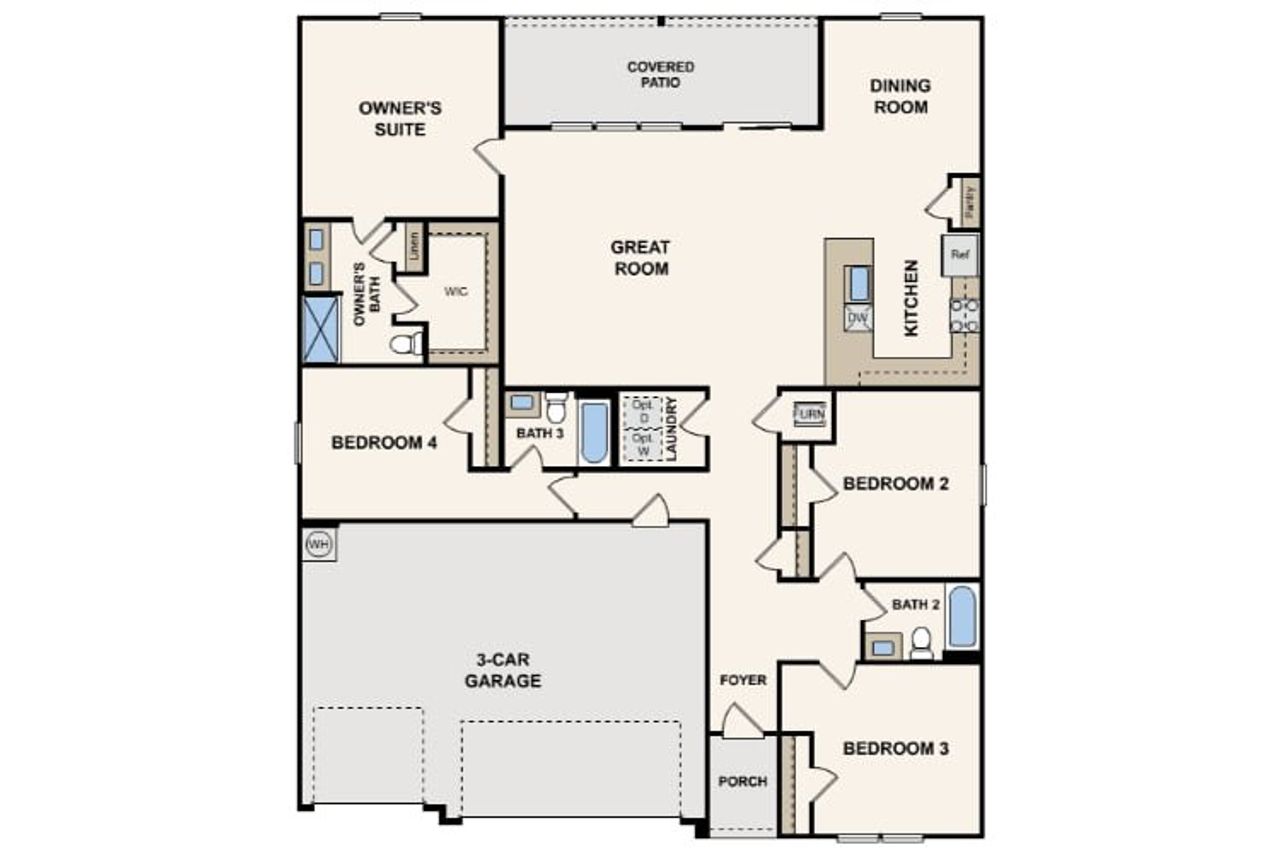2D floor plan layout of this home in Cates Bay Crossing, Conway, SC (Image 2).