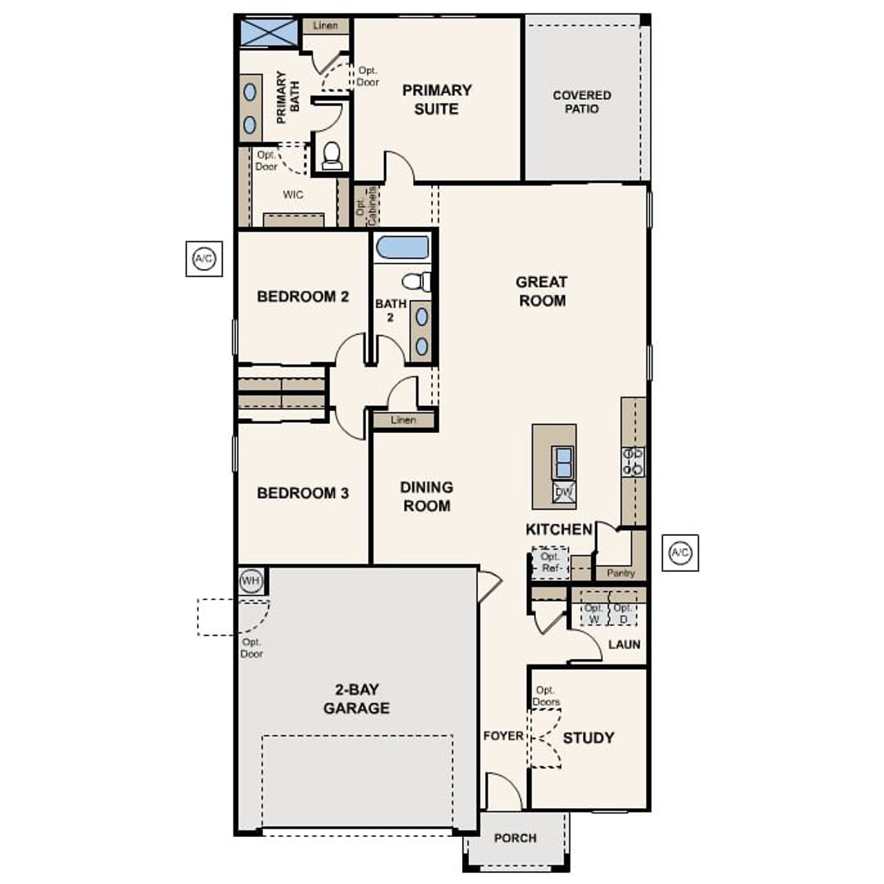 2D floor plan layout for the Raven by Century Communities in Palomino Ranch, Maricopa, AZ (Image 2). 2D floor plan layout for the Raven by Century Communities in Palomino Ranch, Maricopa, AZ (Image 2).