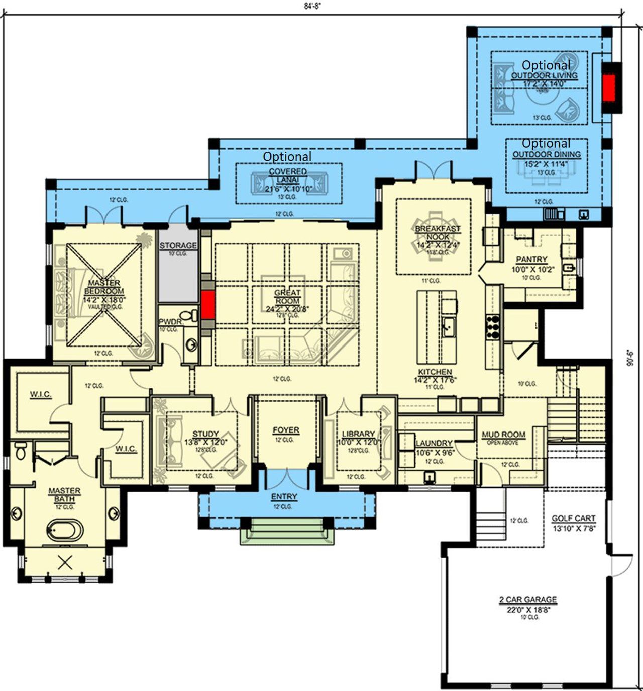 2D floor plan layout for the The Cascade by Remington Custom Homes in Rancho Ladera, Aledo, TX (Image 2). 2D floor plan layout for the The Cascade by Remington Custom Homes in Rancho Ladera, Aledo, TX (Image 2).