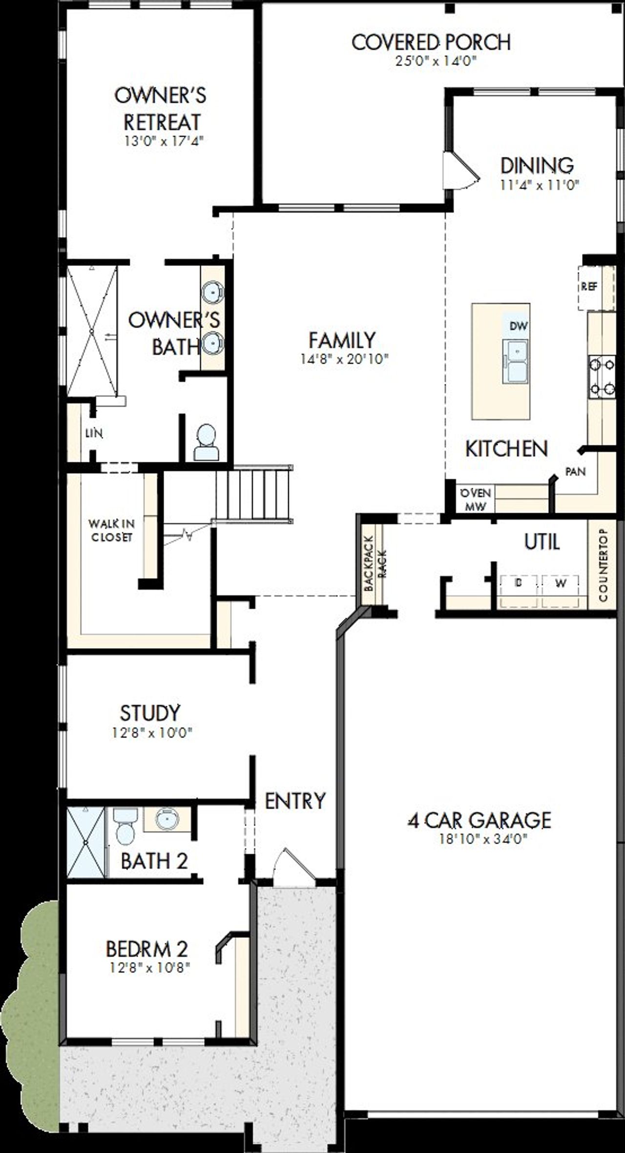 2D floor plan layout of this home in Pecan Square - Gardens, Northlake, TX (Image 2).