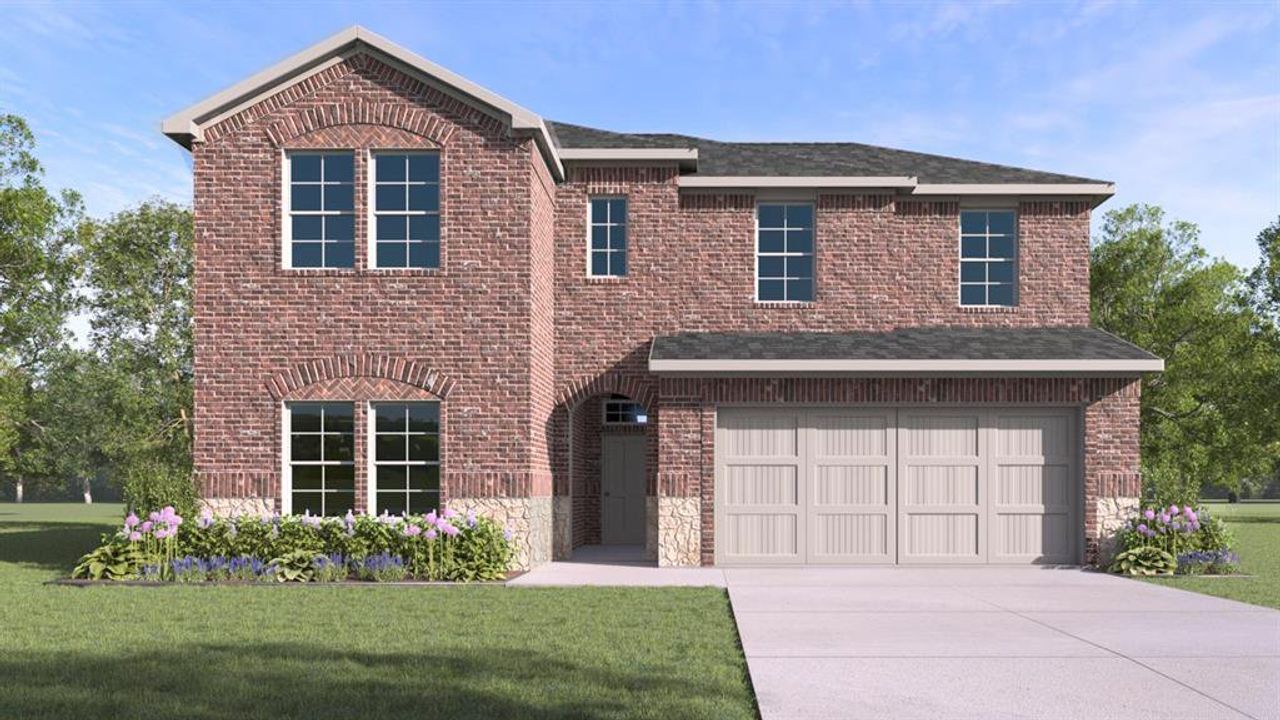 Front exterior of a new home in Liberty Crossing, Royse City, TX, highlighting curb appeal (Image 2).