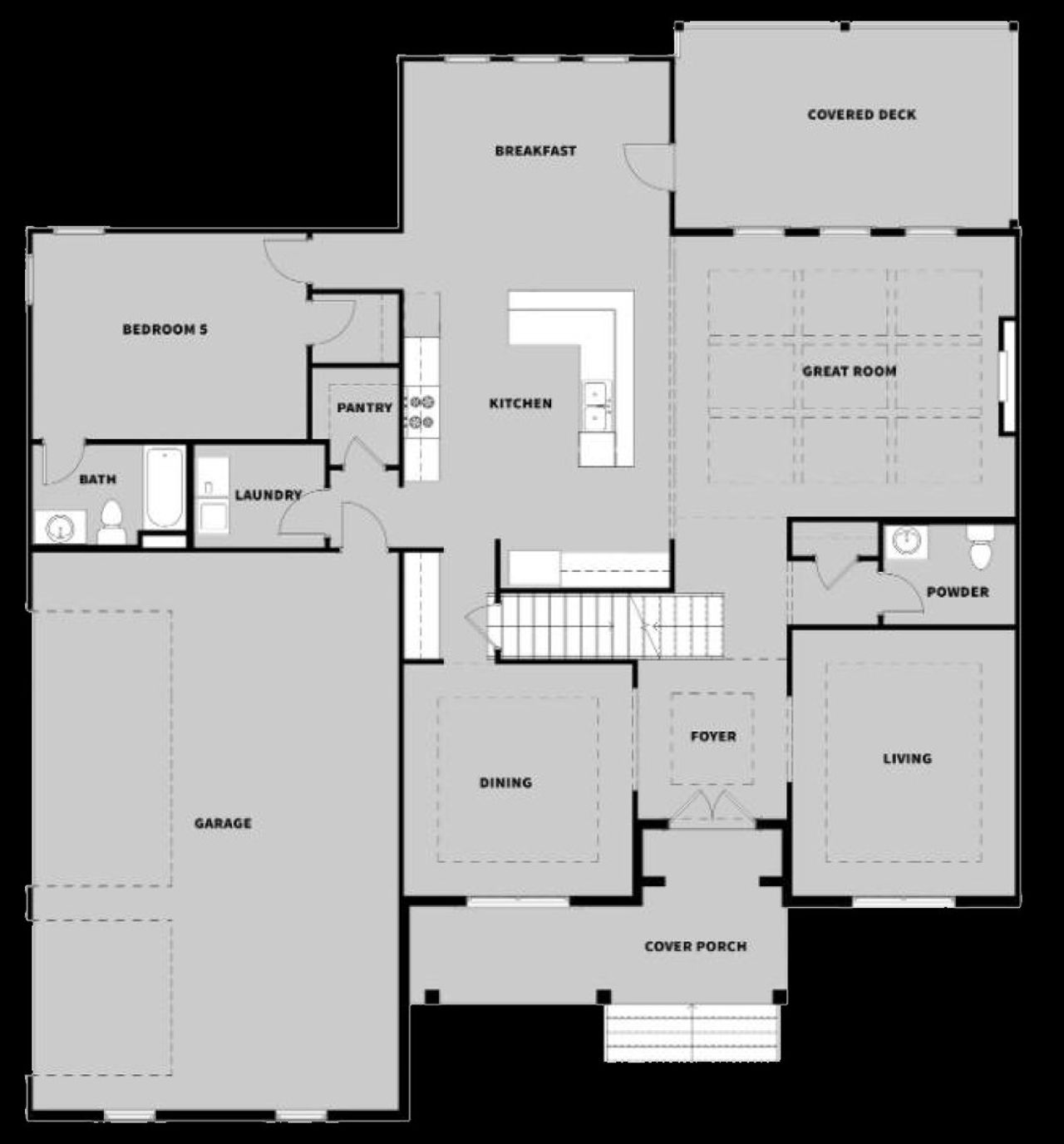2D floor plan layout for the The Brookdale - Homesites by Dream Finders Homes in Steeplechase, Hoschton, GA (Image 2). 2D floor plan layout for the The Brookdale - Homesites by Dream Finders Homes in Steeplechase, Hoschton, GA (Image 2).