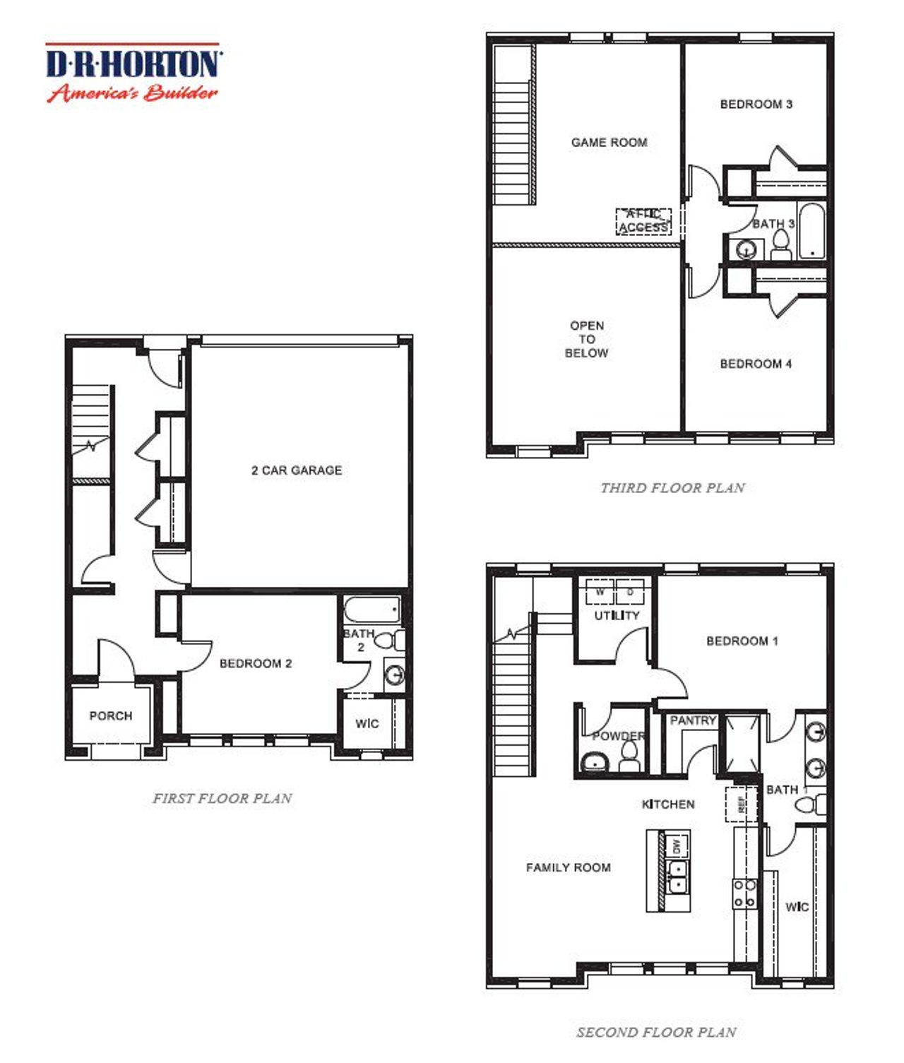 2D floor plan layout of this home in The Avenue, Allen, TX (Image 2).