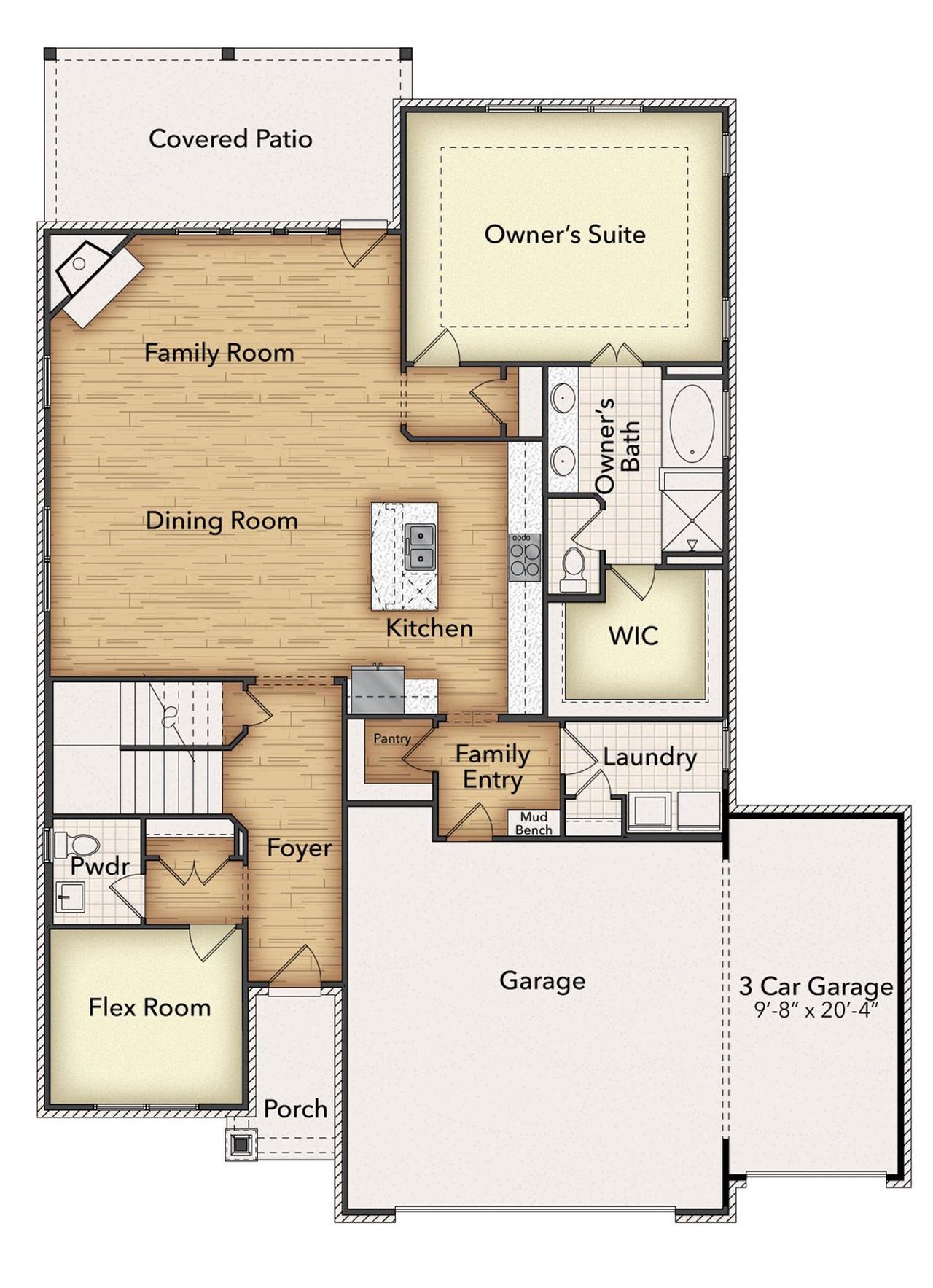 2D floor plan layout of this home in Waterford Park, Weatherford, TX (Image 2).