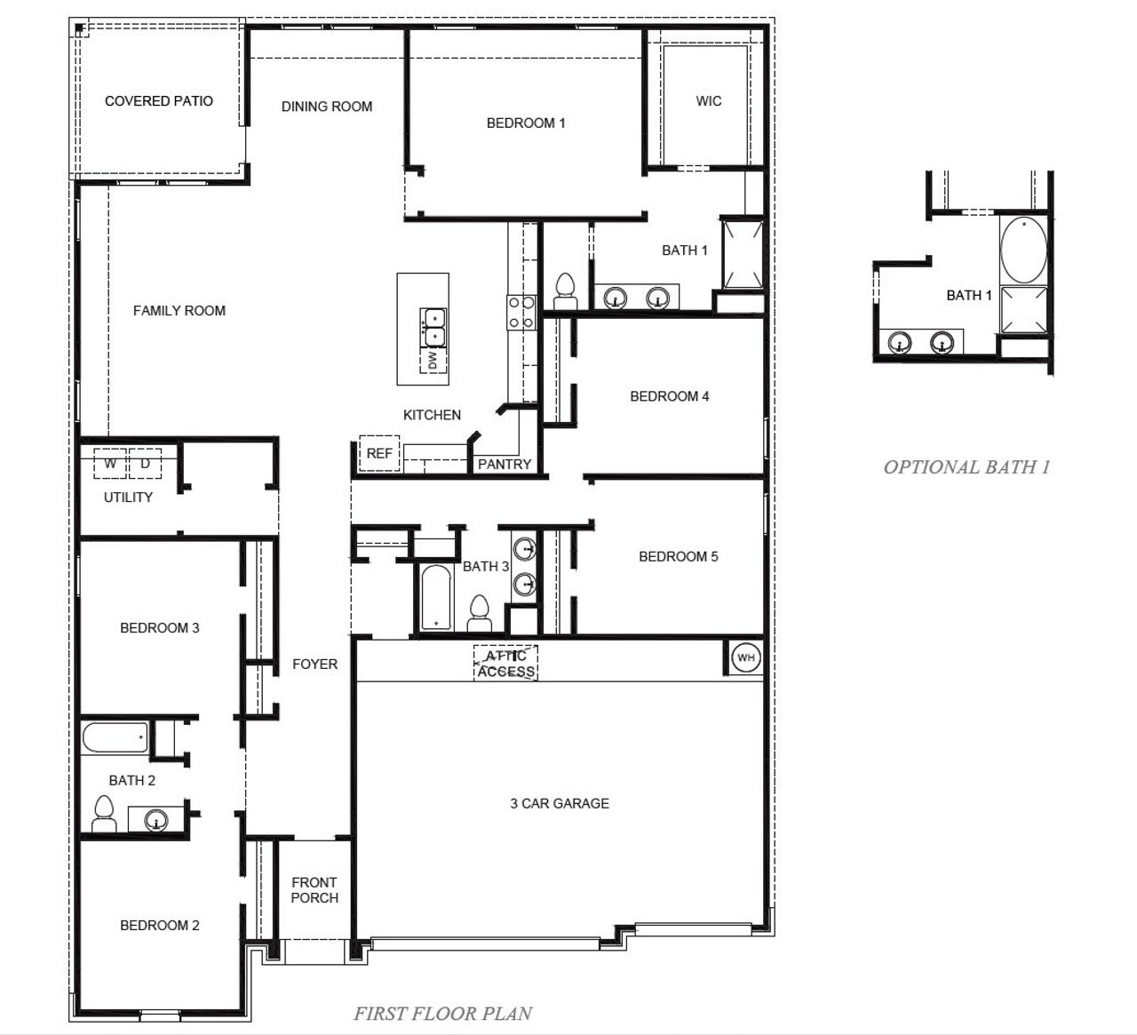 2D floor plan layout for the MAVERICK by D.R. Horton in Westward Pointe, Sealy, TX (Image 2).