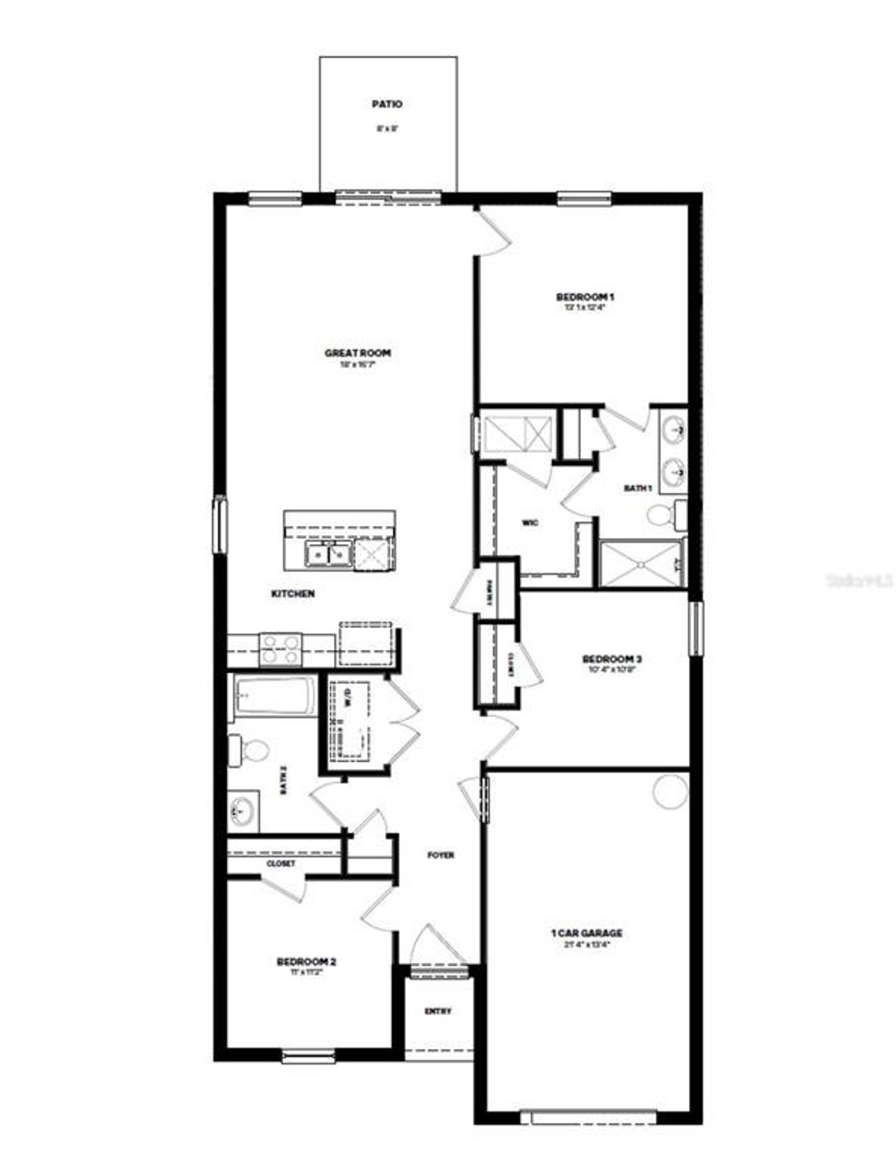 2D floor plan layout of this home in Brighton Park, Hudson, FL (Image 2).