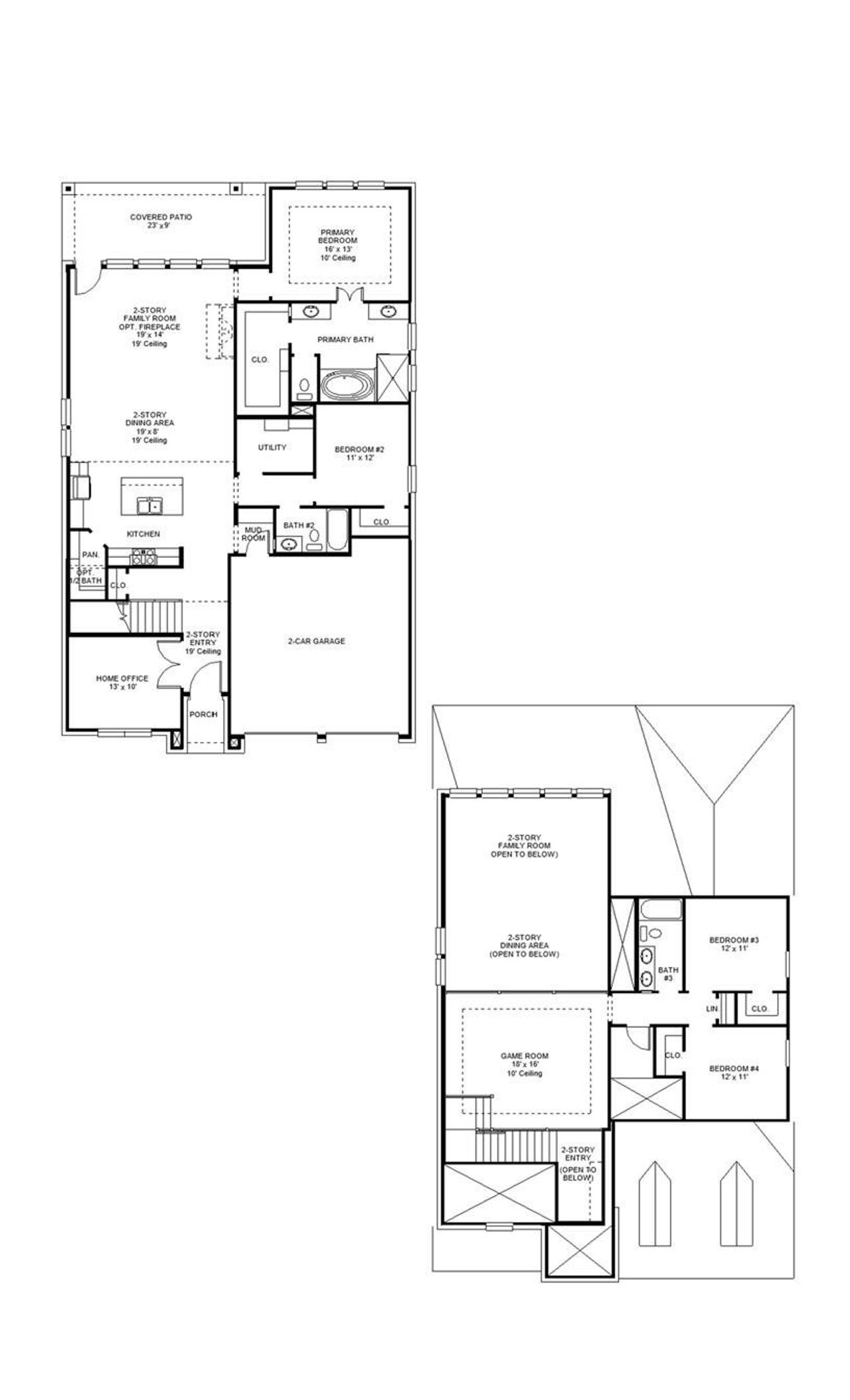 2D floor plan layout of this home in Lariat 50', Liberty Hill, TX (Image 2).
