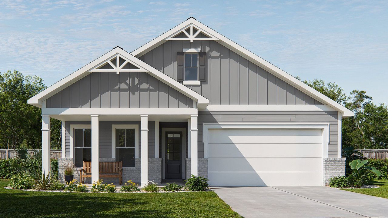 Representative exterior photo of a completed home built from the 2344J by Perry Homes in Hyland Trail, Green Cove Springs, FL (Image 2).