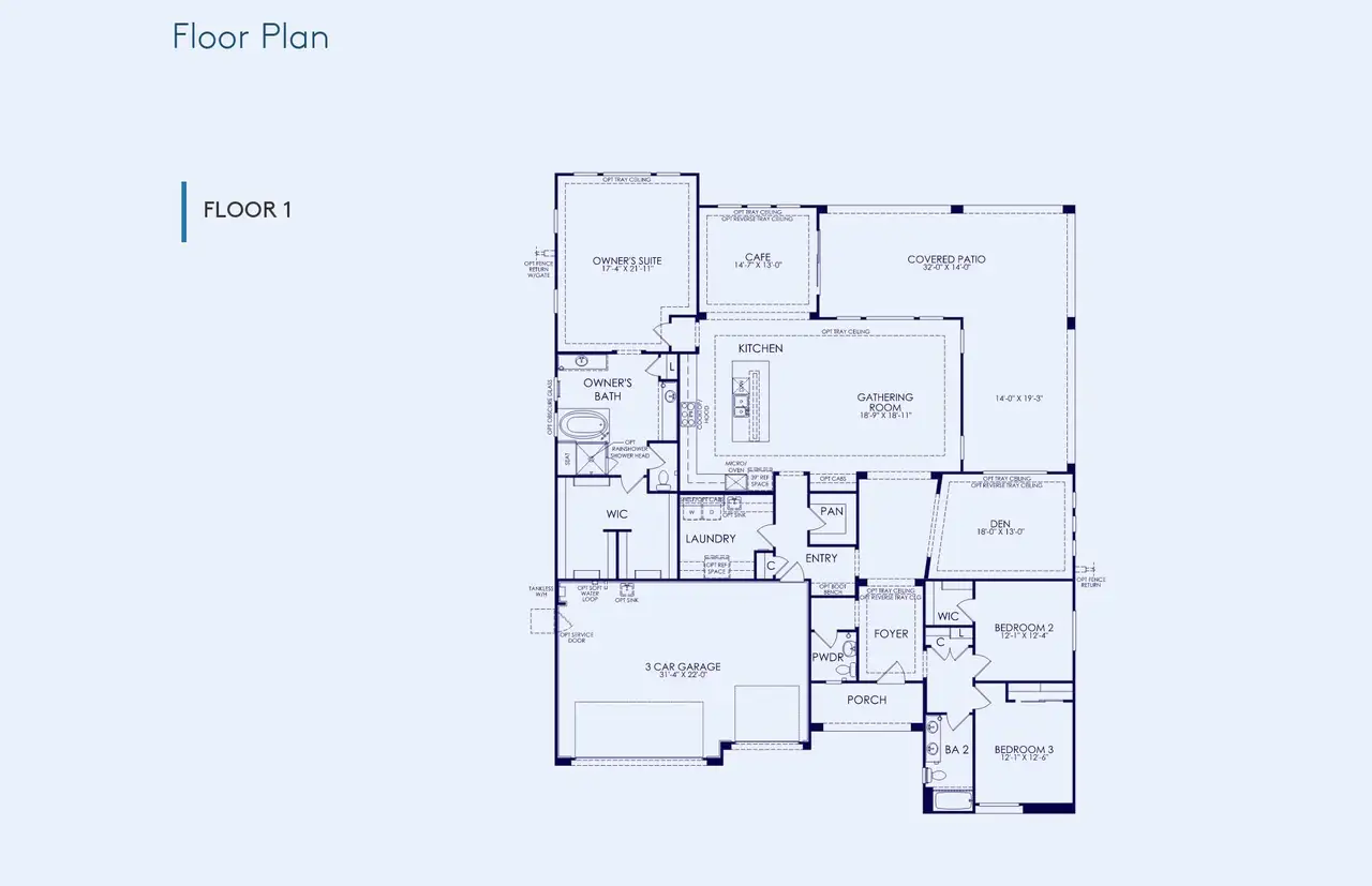 2D floor plan layout of this home in Sun City Festival, Buckeye, AZ (Image 2).