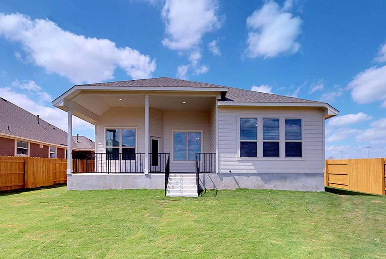 Representative exterior photo of a completed home built from the Farrah by Chesmar Homes in Nolina, Georgetown, TX (Image 2). Representative exterior photo of a completed home built from the Farrah by Chesmar Homes in Nolina, Georgetown, TX (Image 2).